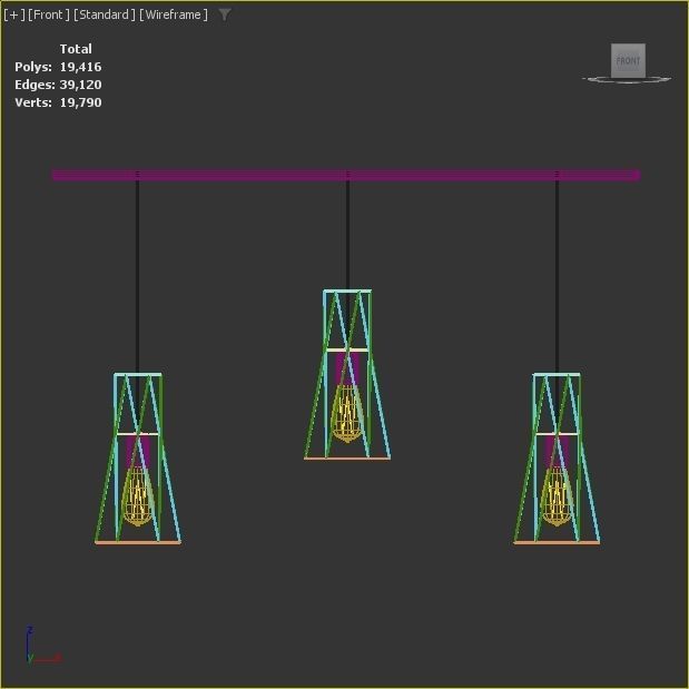 Pack of lamps with vintage bulb Low-poly 3D model_18