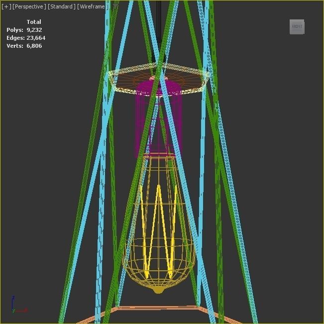 Pack of lamps with vintage bulb Low-poly 3D model_15