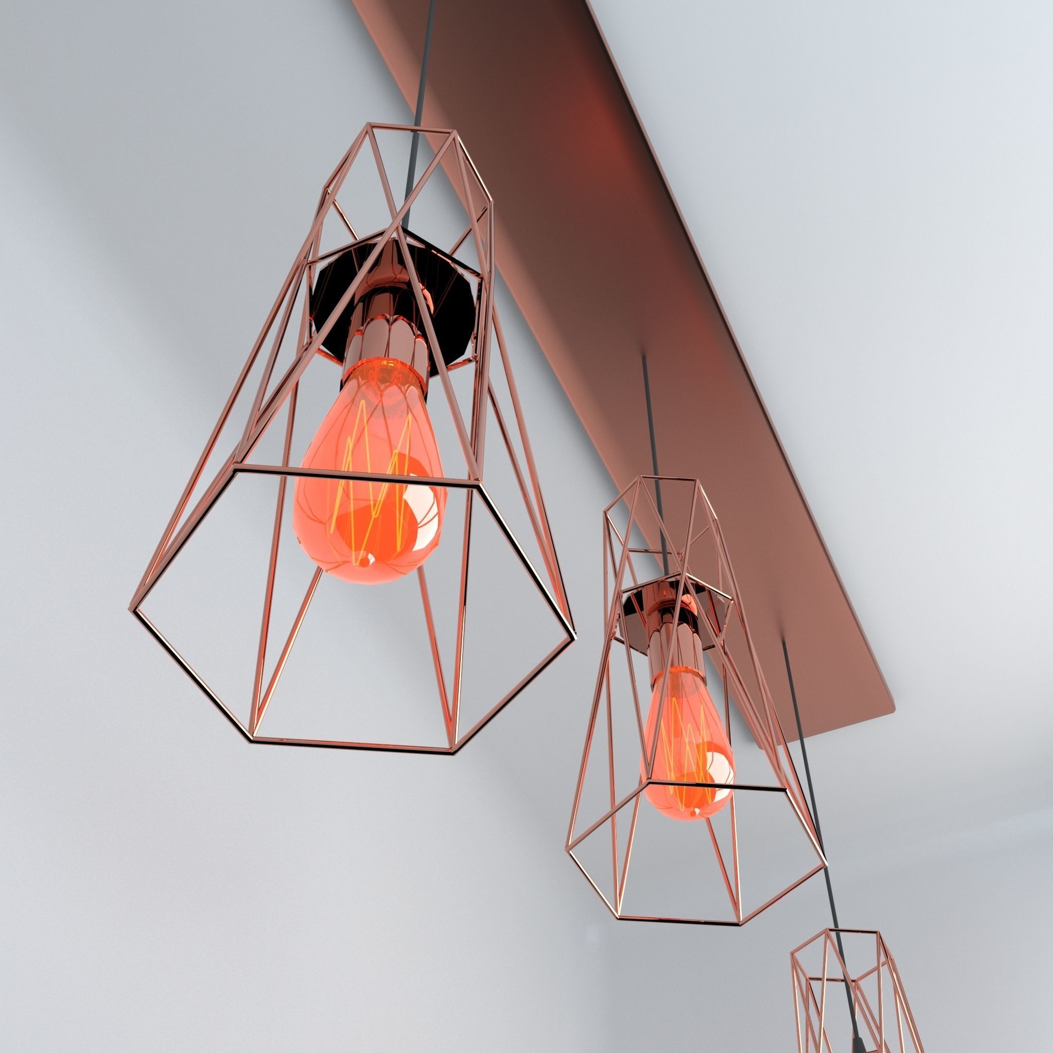 Pack of lamps with vintage bulb Low-poly 3D model_23