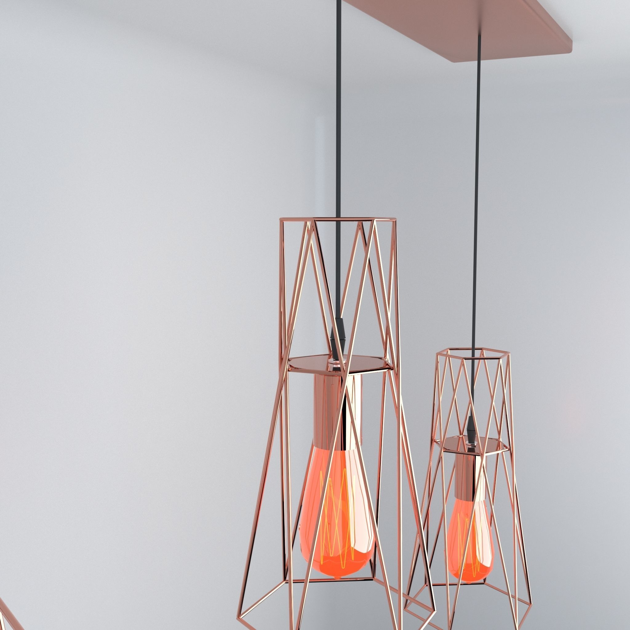 Pack of lamps with vintage bulb Low-poly 3D model_34