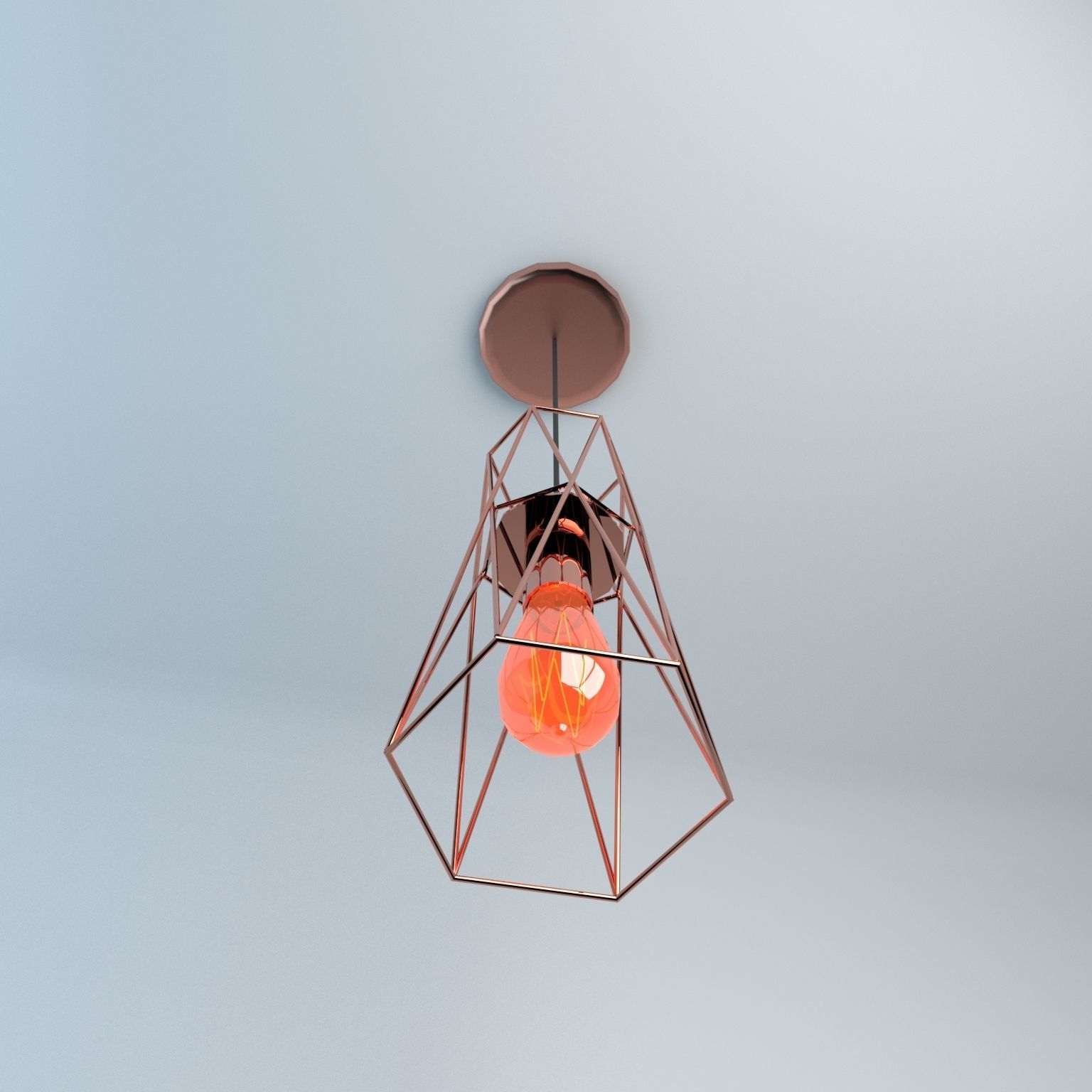 Pack of lamps with vintage bulb Low-poly 3D model_8