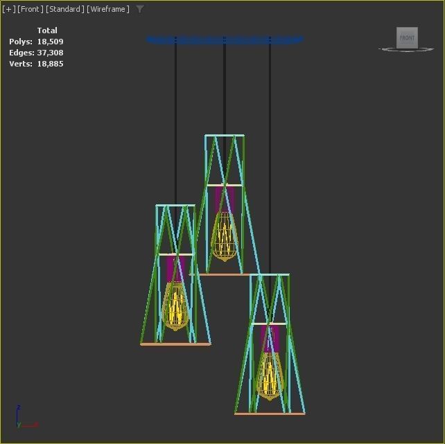 Pack of lamps with vintage bulb Low-poly 3D model_26