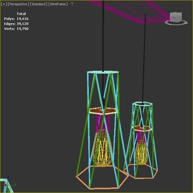 Pack of lamps with vintage bulb Low-poly 3D model_33