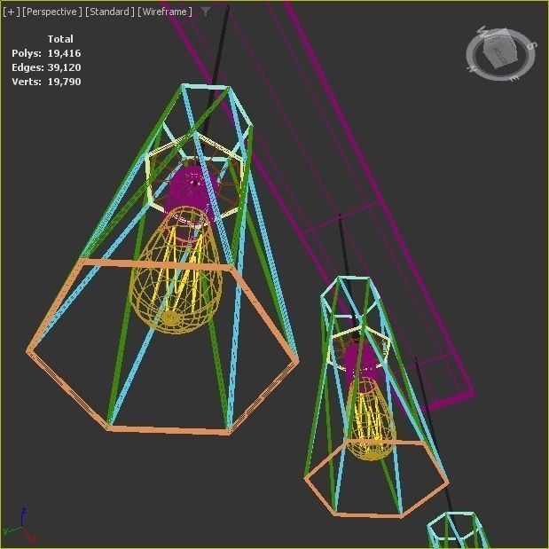 Pack of lamps with vintage bulb Low-poly 3D model_24