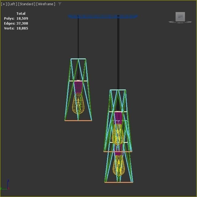 Pack of lamps with vintage bulb Low-poly 3D model_27