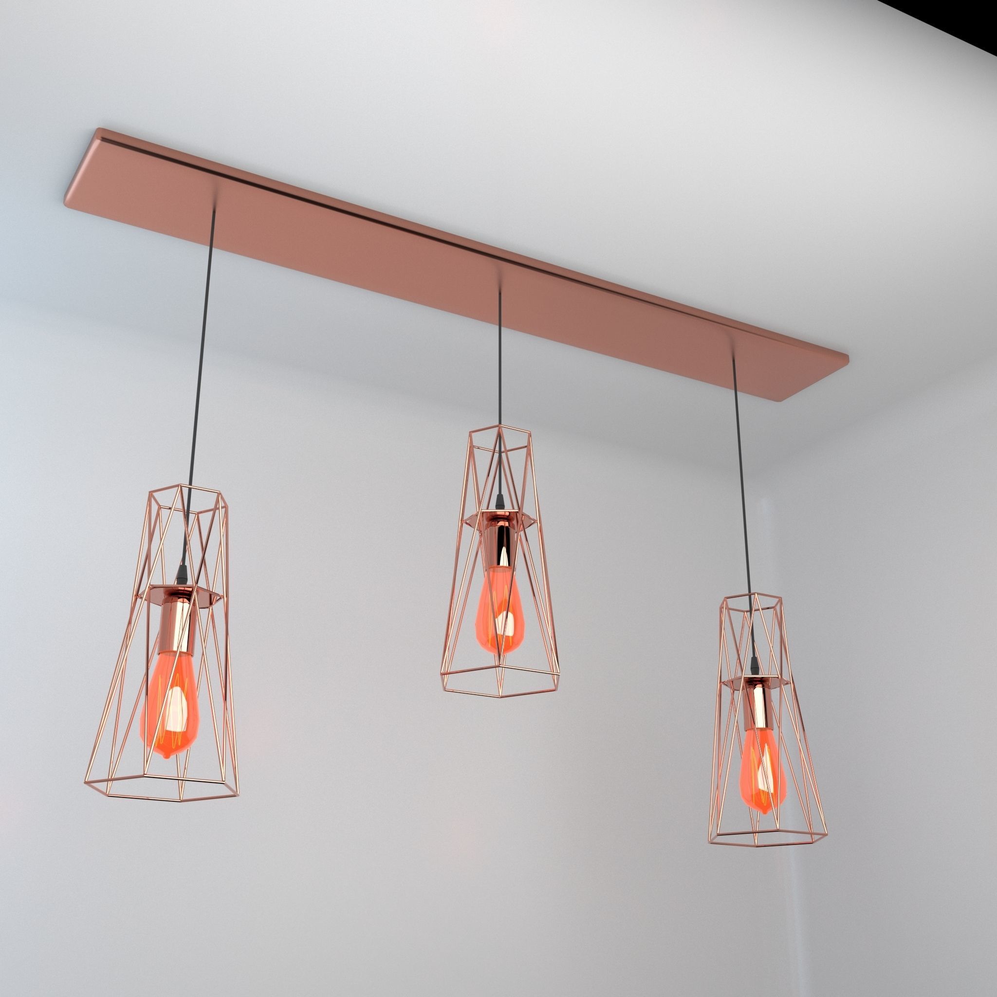 Pack of lamps with vintage bulb Low-poly 3D model_19