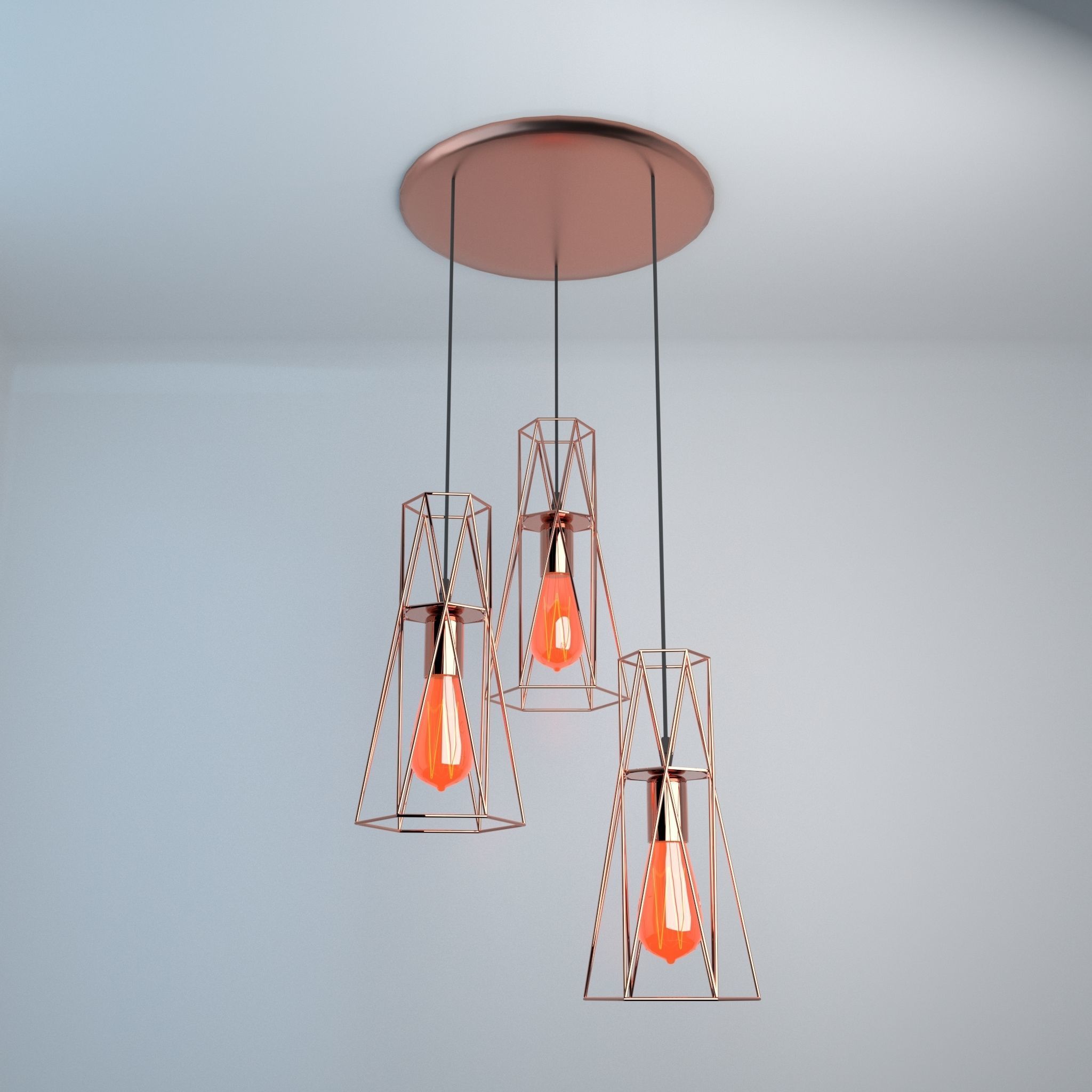 Pack of lamps with vintage bulb Low-poly 3D model_3