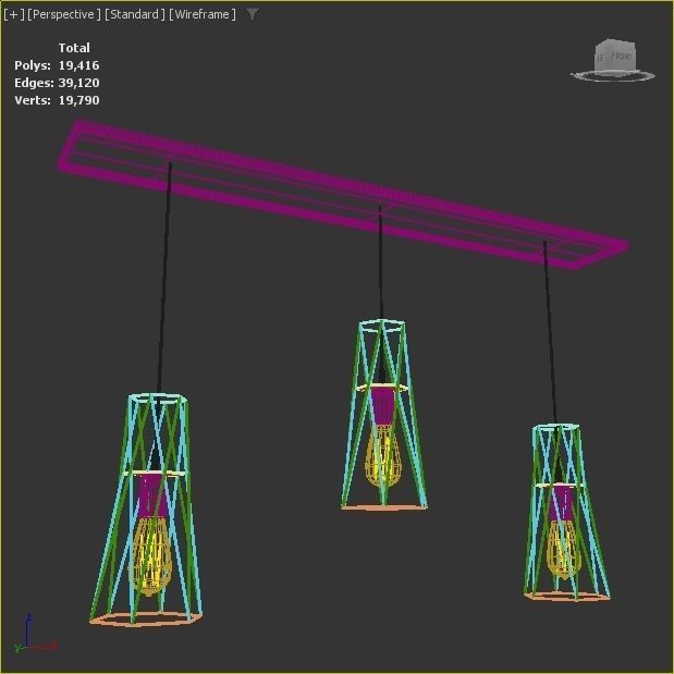 Pack of lamps with vintage bulb Low-poly 3D model_20