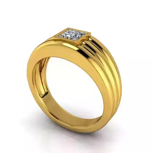 Unique Mens wide wedding band solitaire ring 3D model