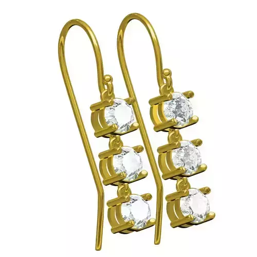 Round 3 Stone Earring