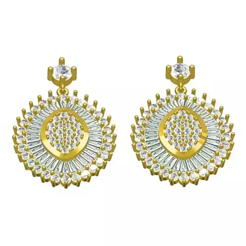 Baguette And Round Diamond Earring