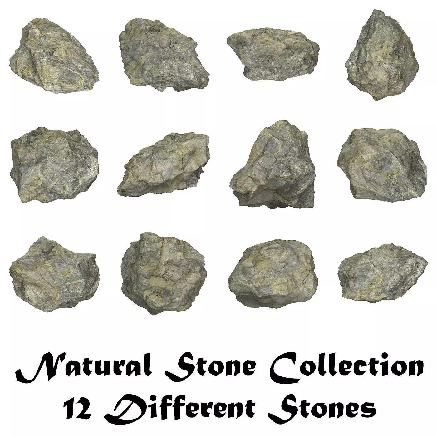 Natural Stone Collection Low-poly 3D model_0