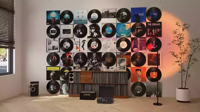 Record player Old record model scene Phase I -001  3D model Low-poly 3D model