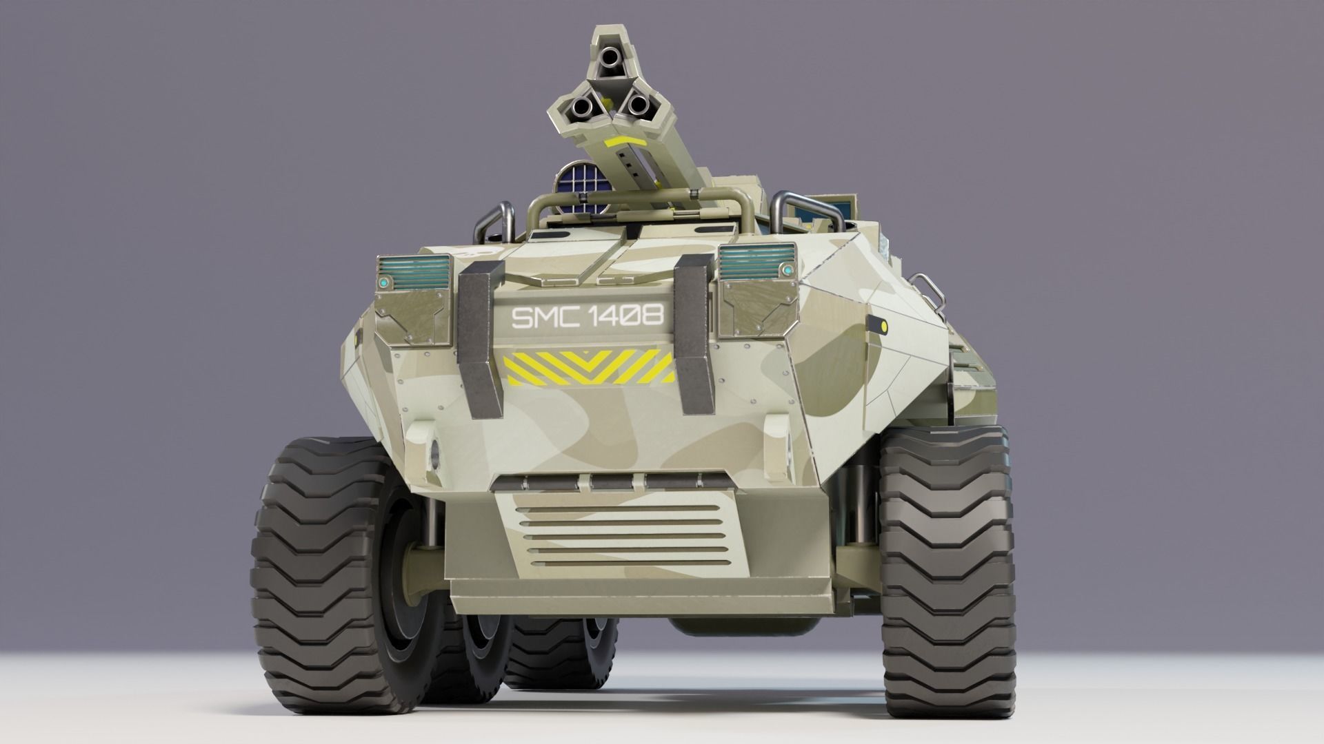 Sci Fi LowPoly model of a light tank is a game-ready model Low-poly 3D model_8