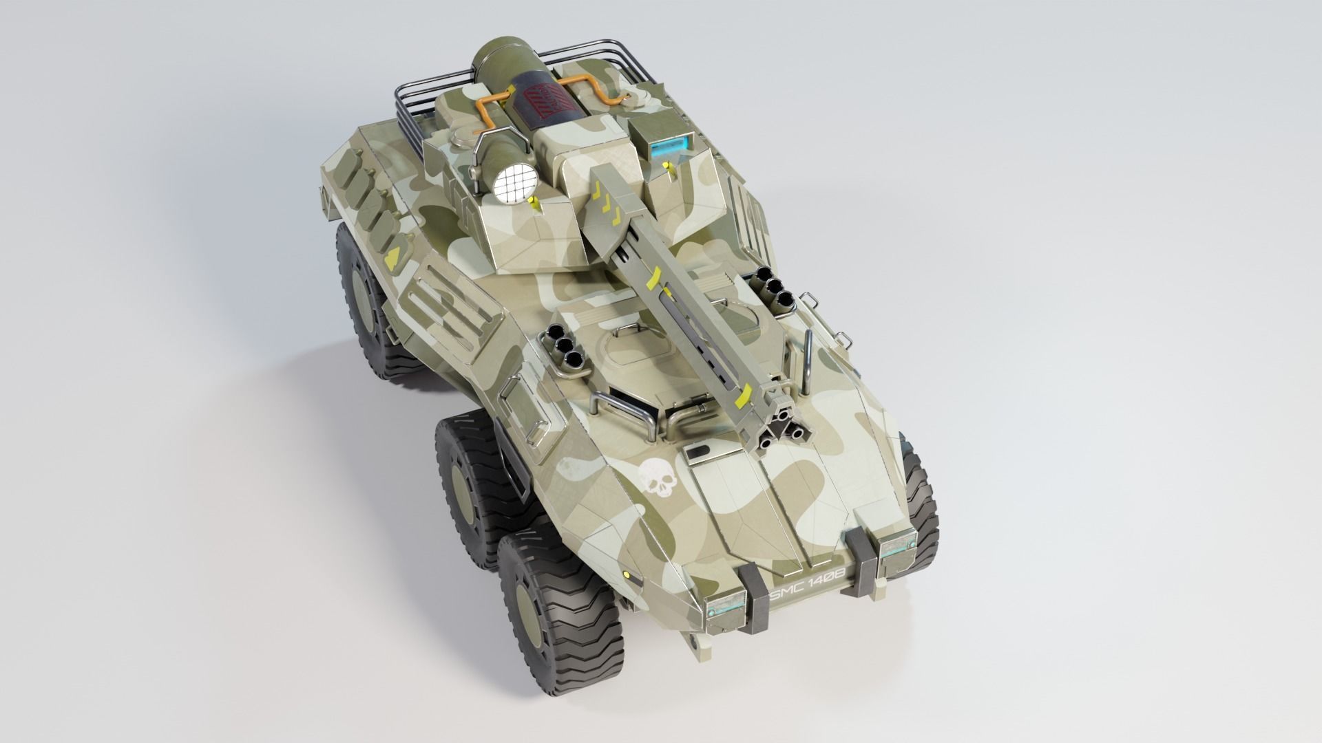 Sci Fi LowPoly model of a light tank is a game-ready model Low-poly 3D model_3