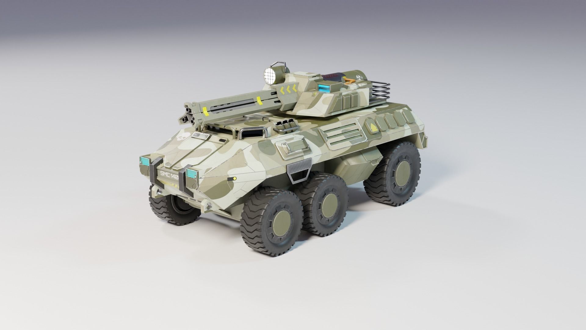 Sci Fi LowPoly model of a light tank is a game-ready model Low-poly 3D model_2