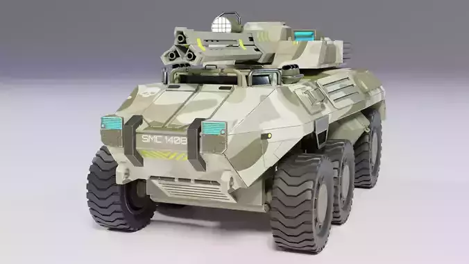 Sci Fi LowPoly model of a light tank is a game-ready model Low-poly 3D model
