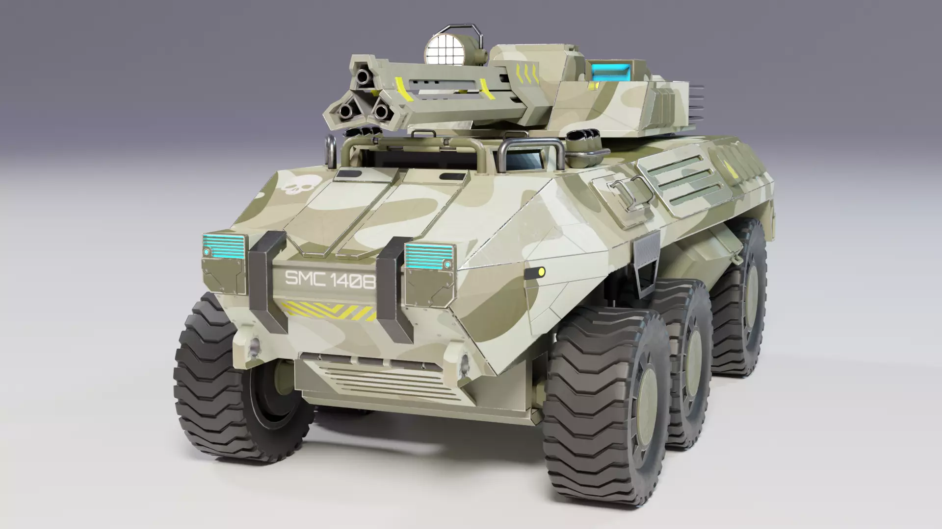 Sci Fi LowPoly model of a light tank is a game-ready model Low-poly 3D model_0