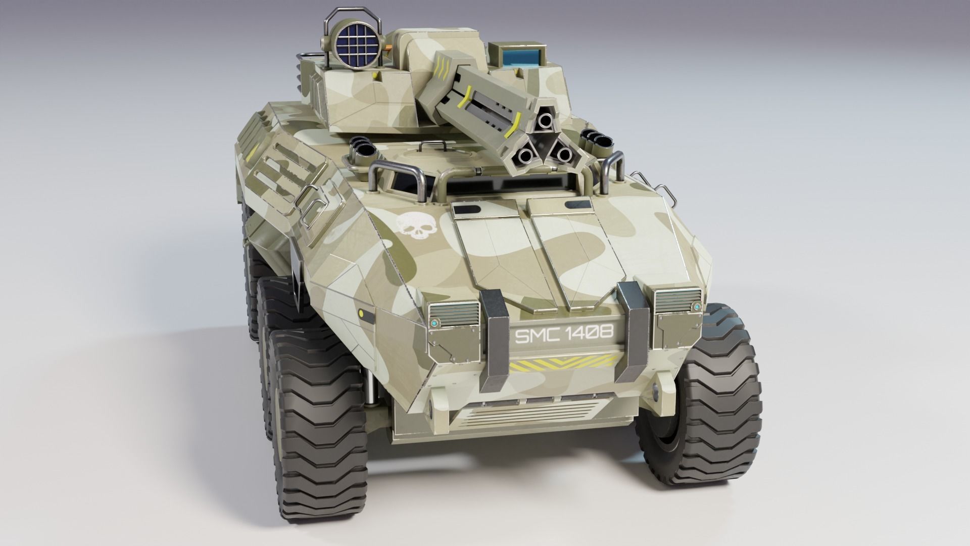 Sci Fi LowPoly model of a light tank is a game-ready model Low-poly 3D model_4