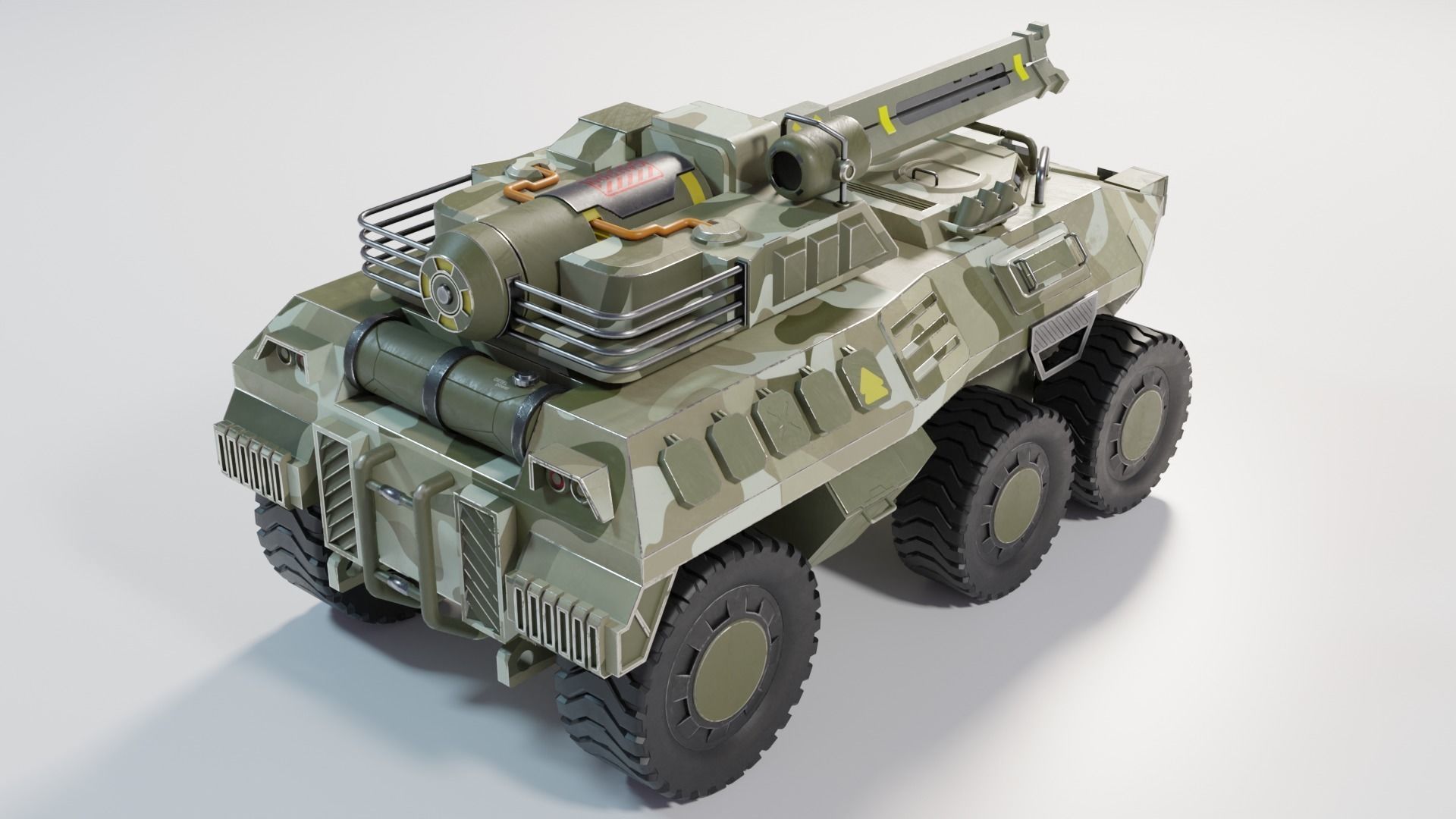 Sci Fi LowPoly model of a light tank is a game-ready model Low-poly 3D model_7