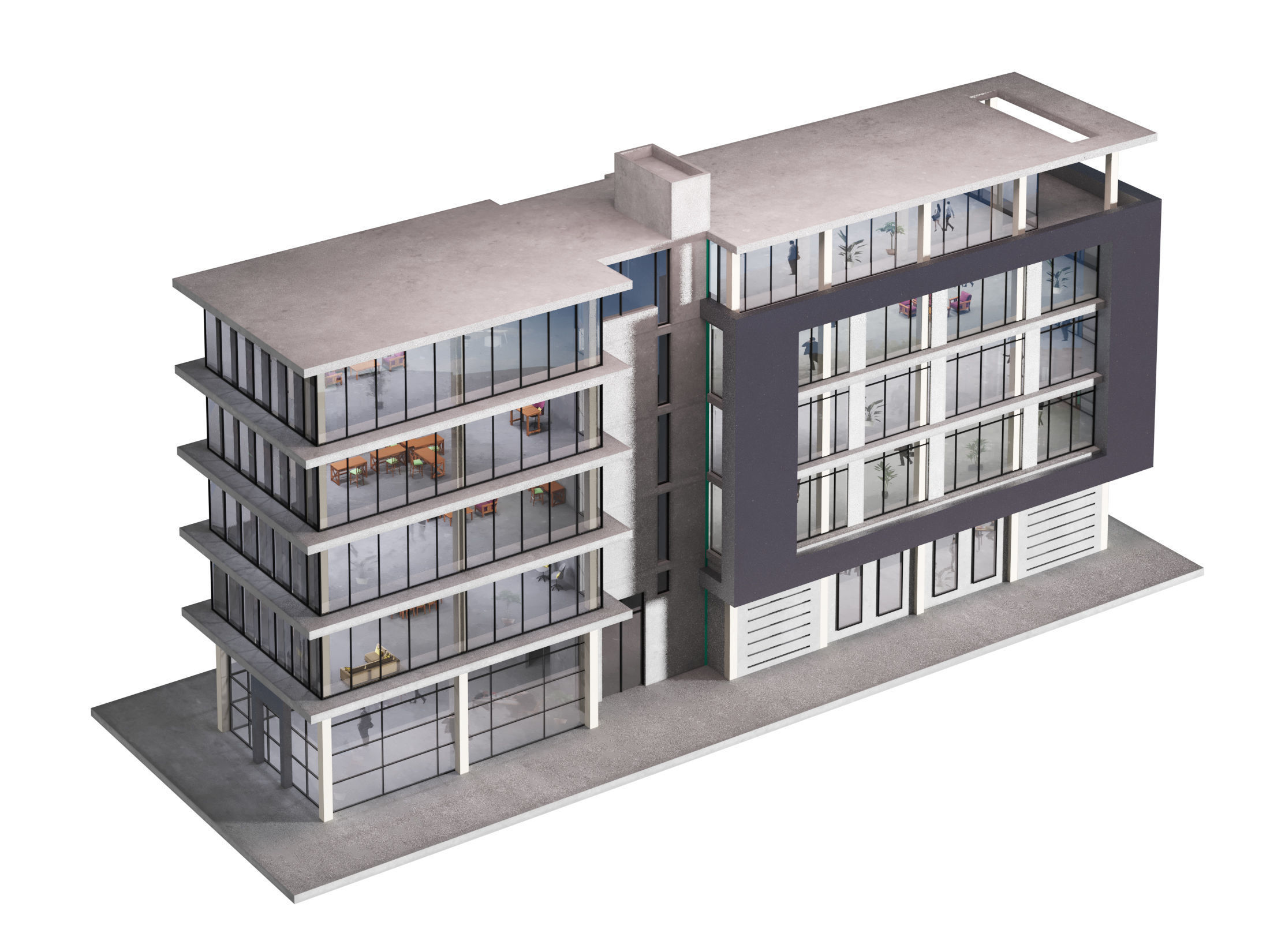 modern apartment building 3D model_4