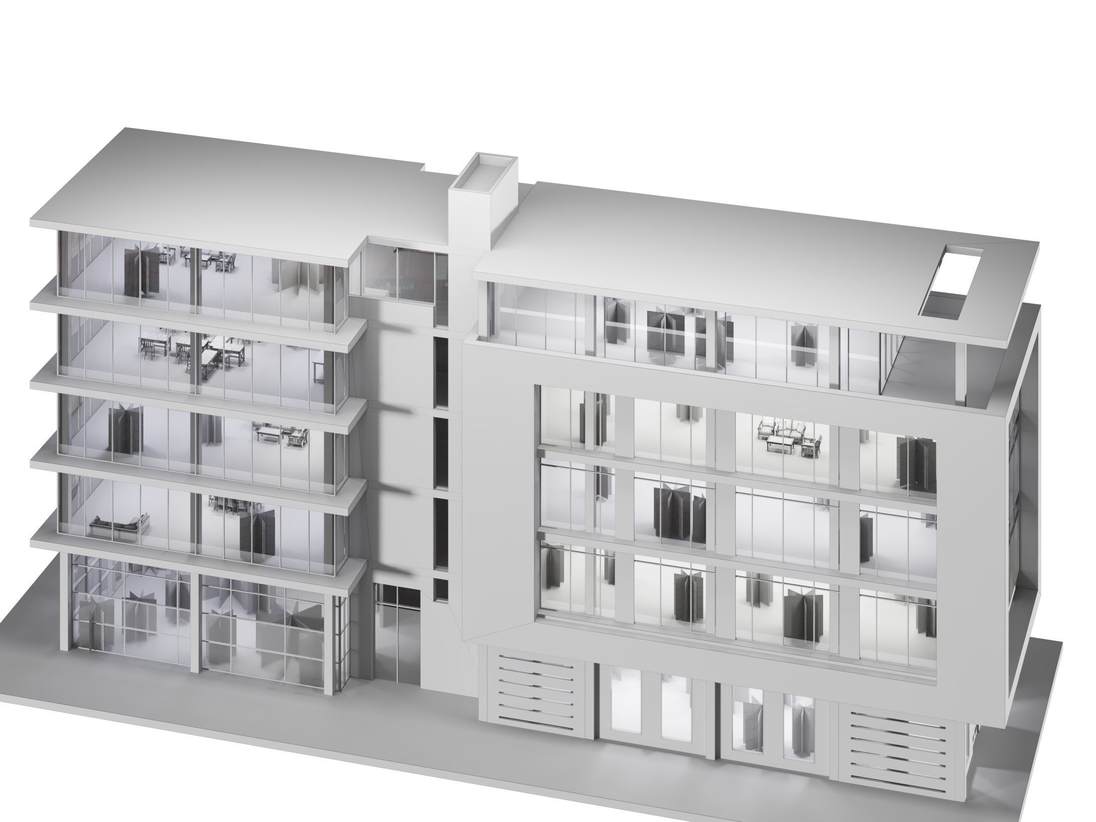 modern apartment building 3D model_5