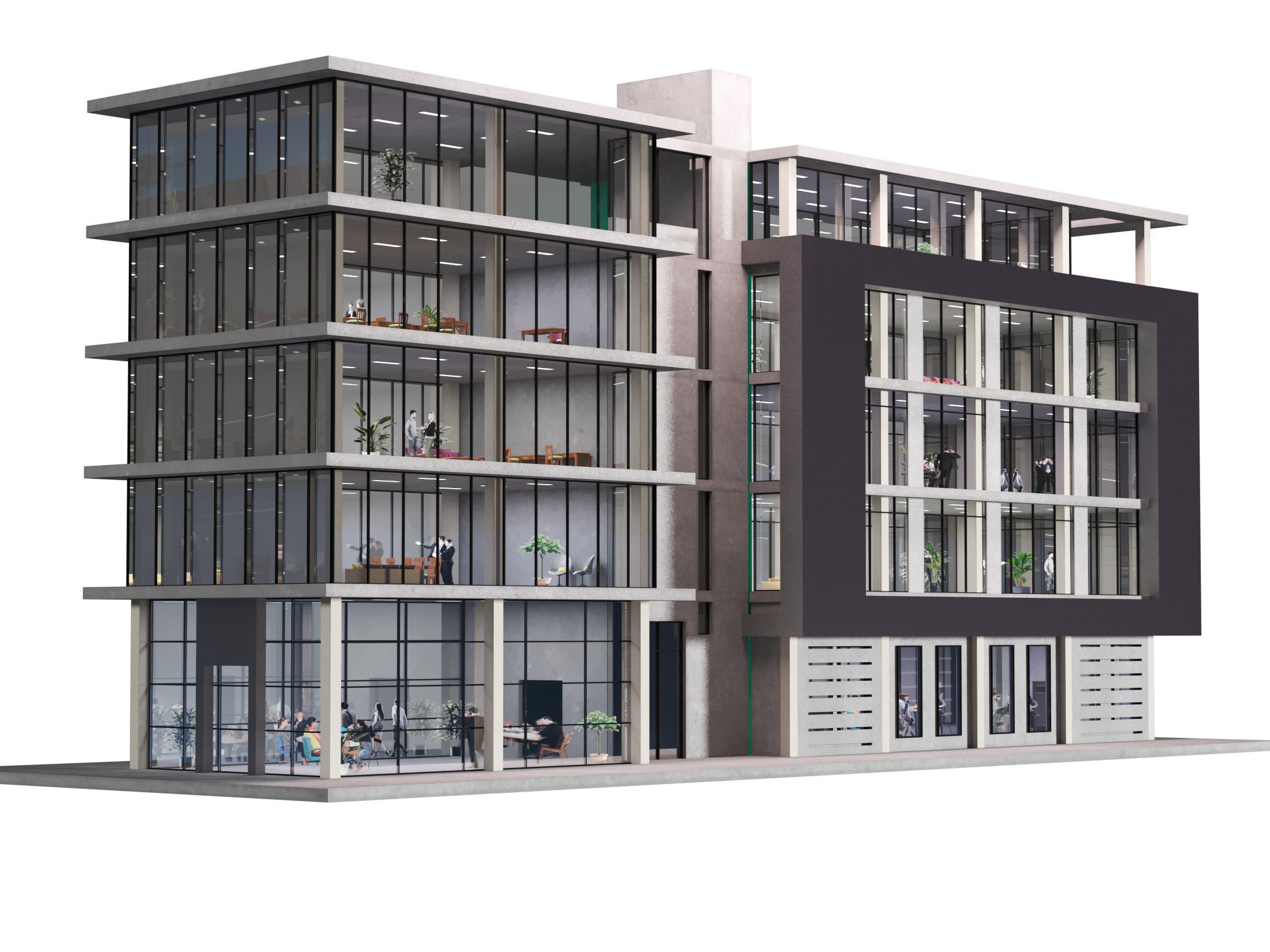 modern apartment building 3D model_1