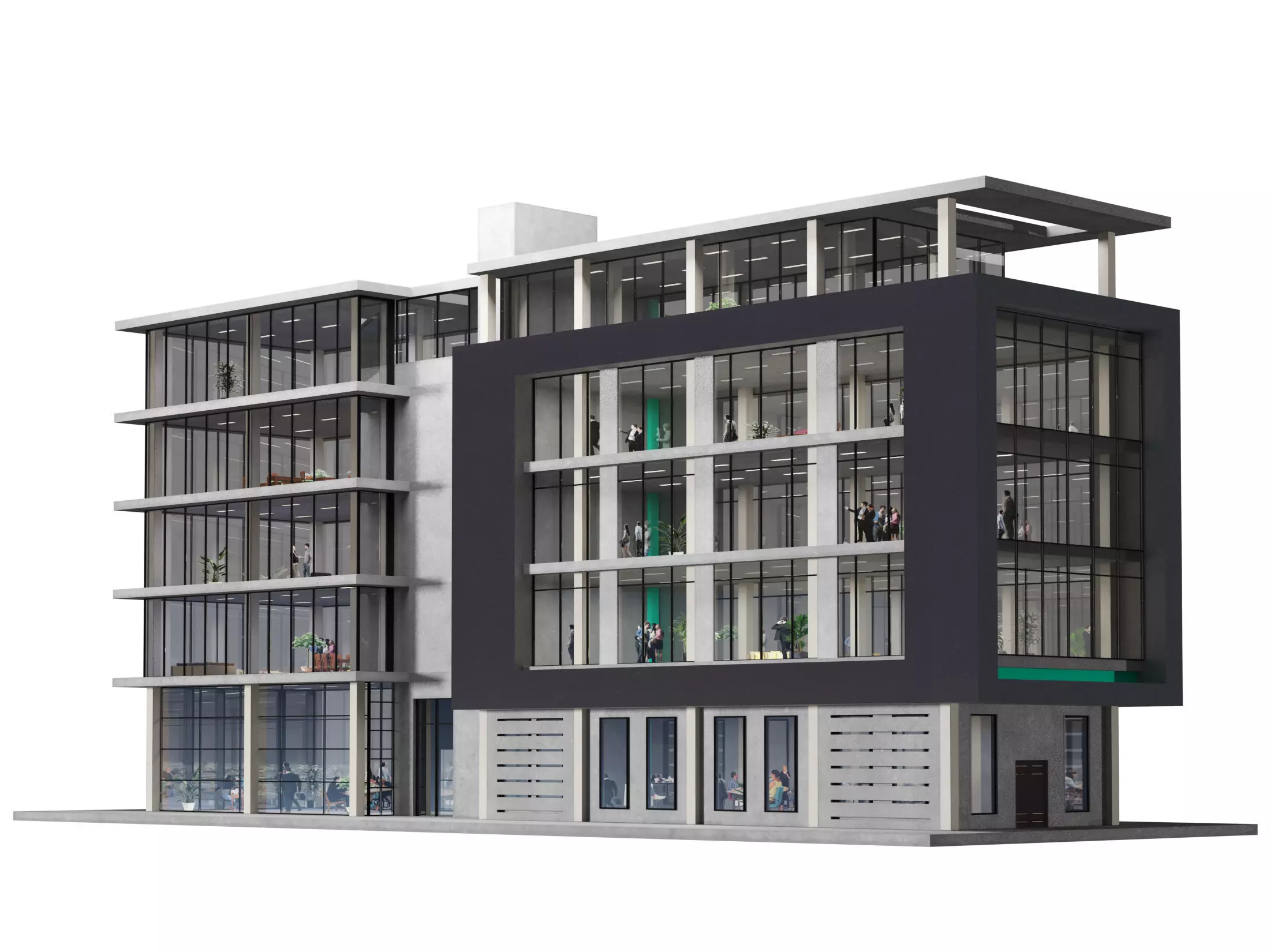 modern apartment building 3D model_0