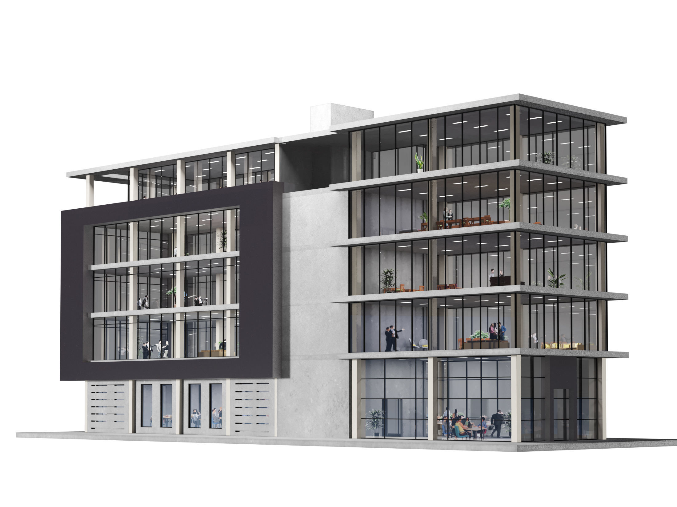 modern apartment building 3D model_2