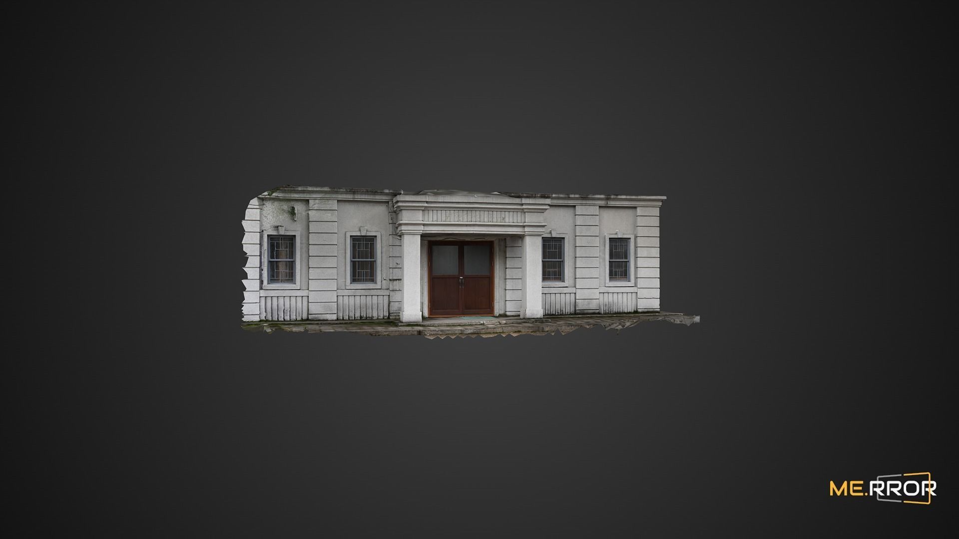 Grey Wall Building 3D model_6