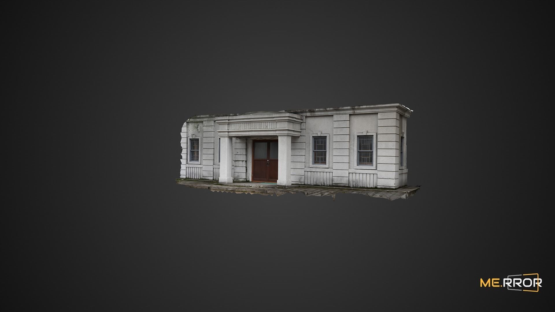 Grey Wall Building 3D model_1