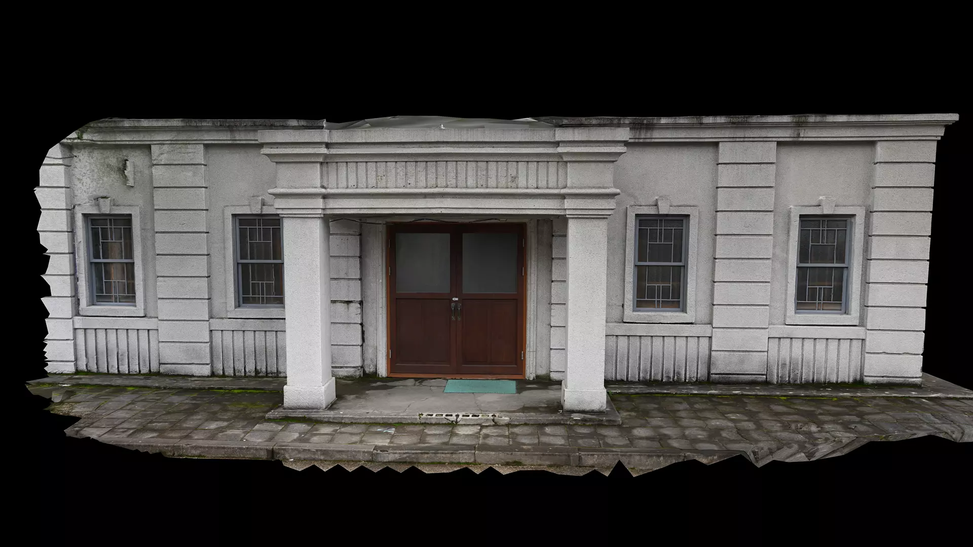 Grey Wall Building 3D model_0