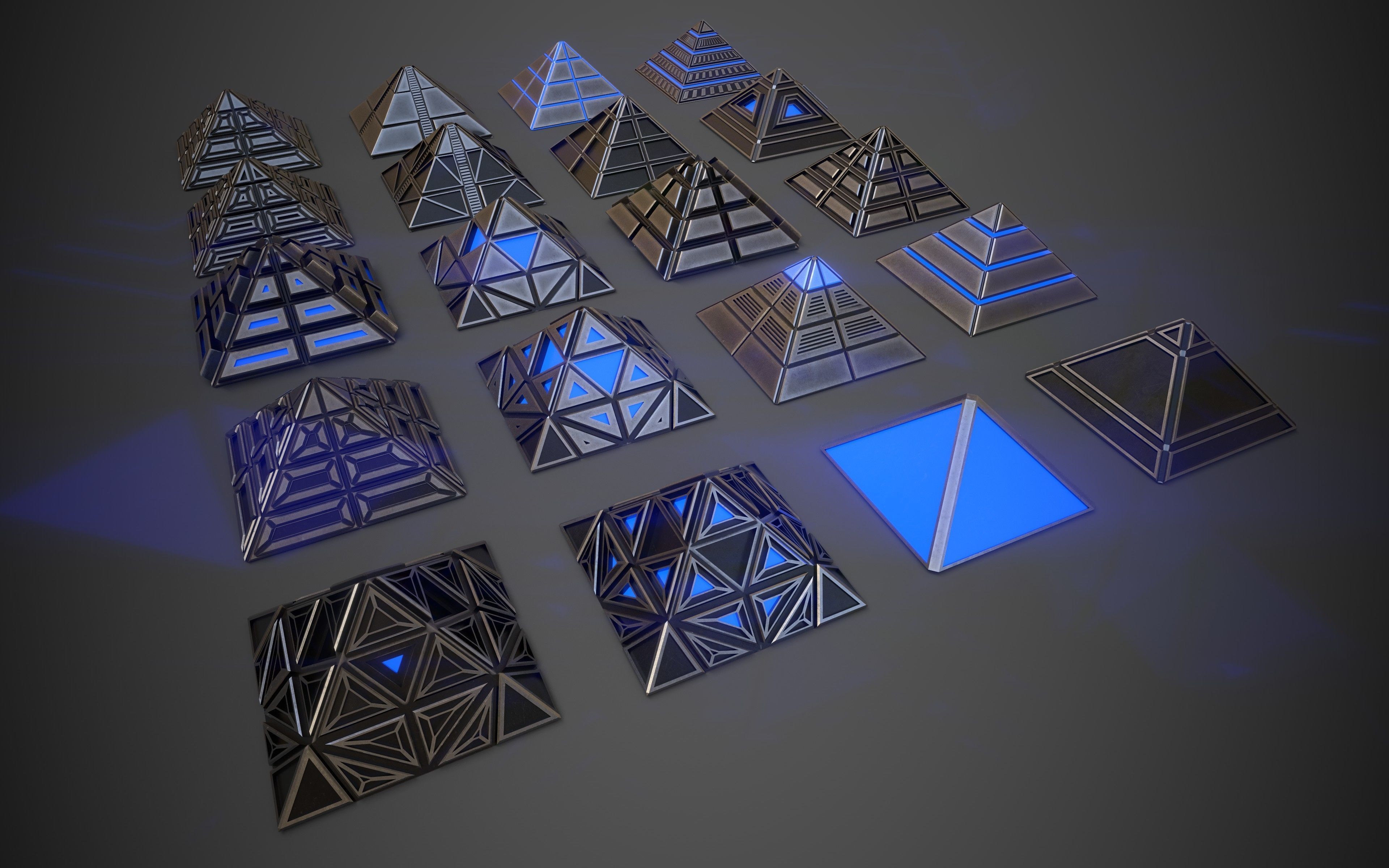 Sci-Fi Pyramid Metal Low-poly 3D model_3