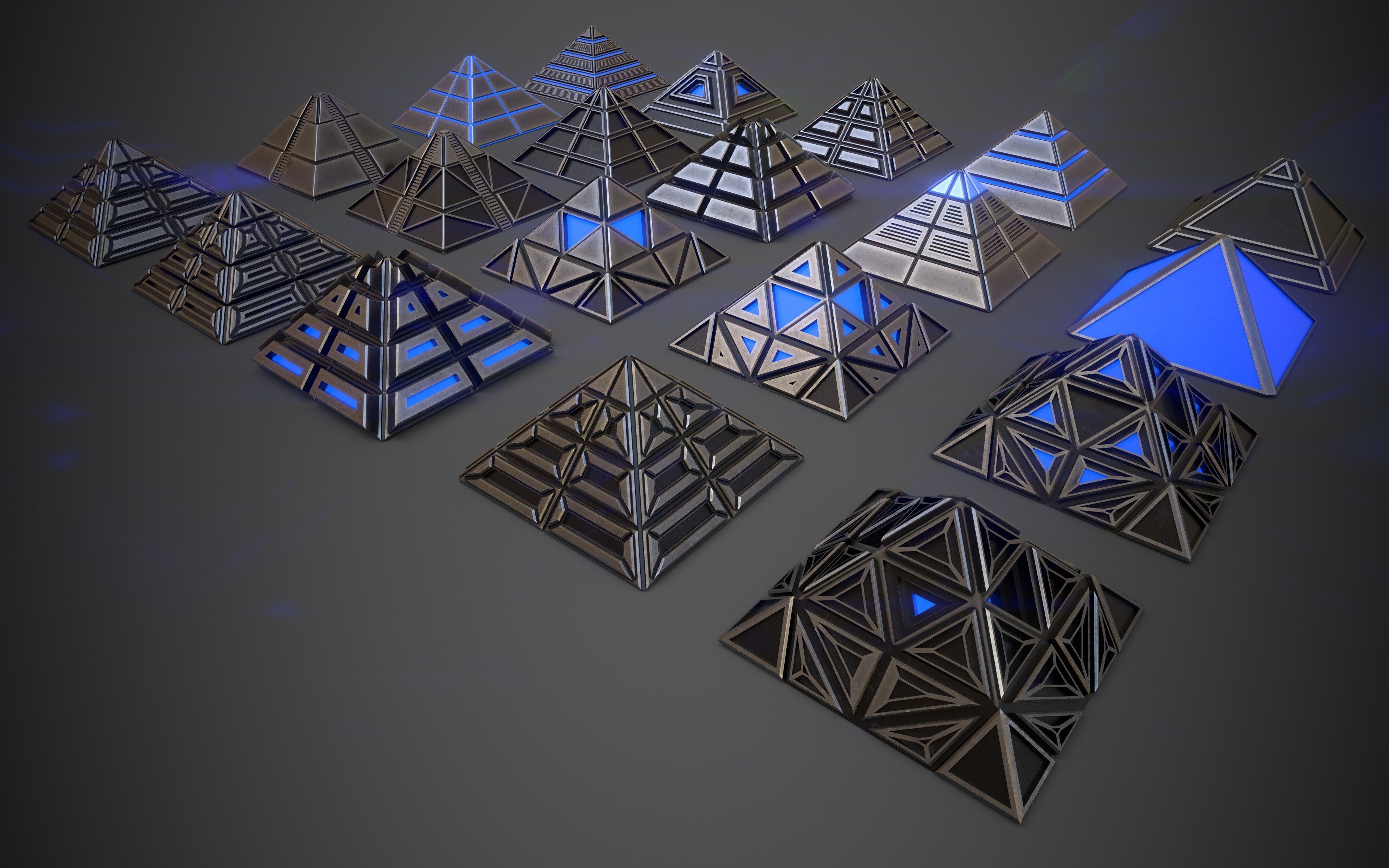 Sci-Fi Pyramid Metal Low-poly 3D model_1