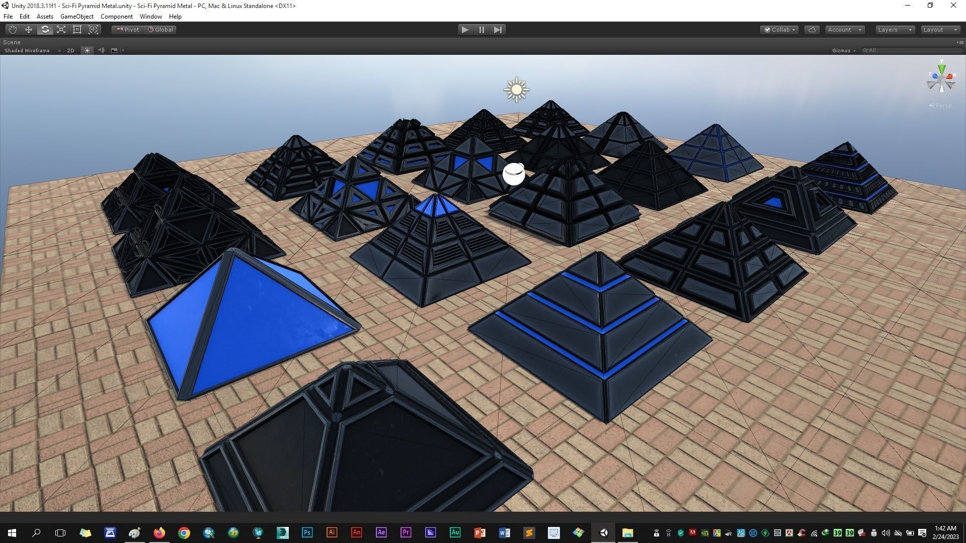 Sci-Fi Pyramid Metal Low-poly 3D model_22