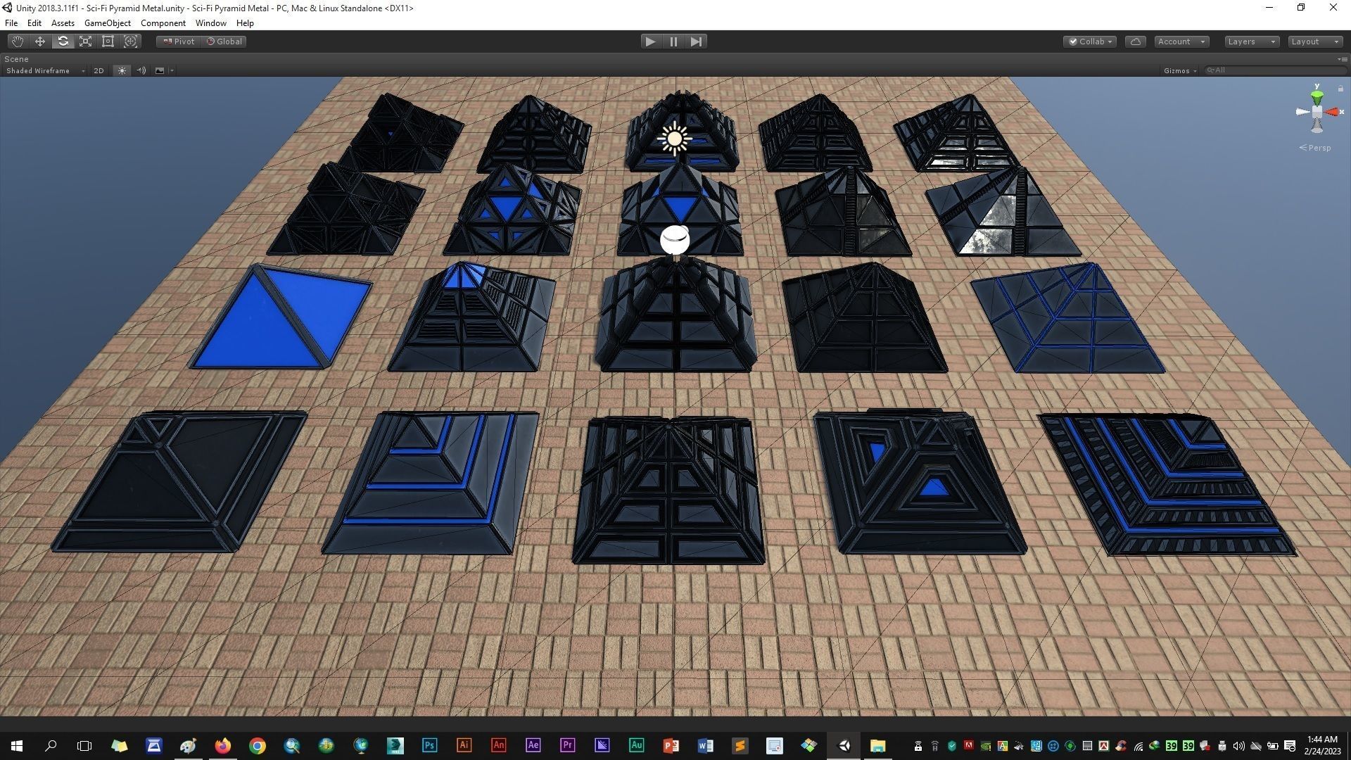 Sci-Fi Pyramid Metal Low-poly 3D model_23