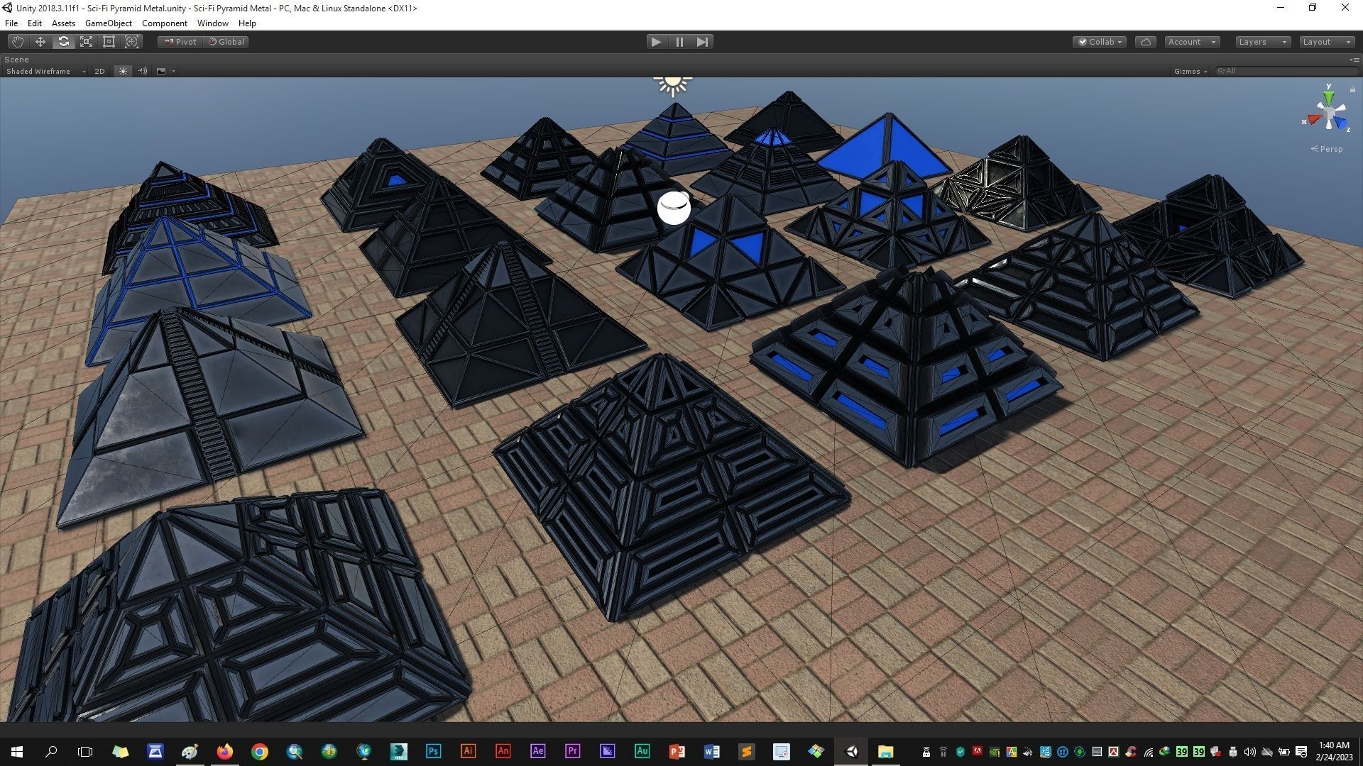 Sci-Fi Pyramid Metal Low-poly 3D model_19