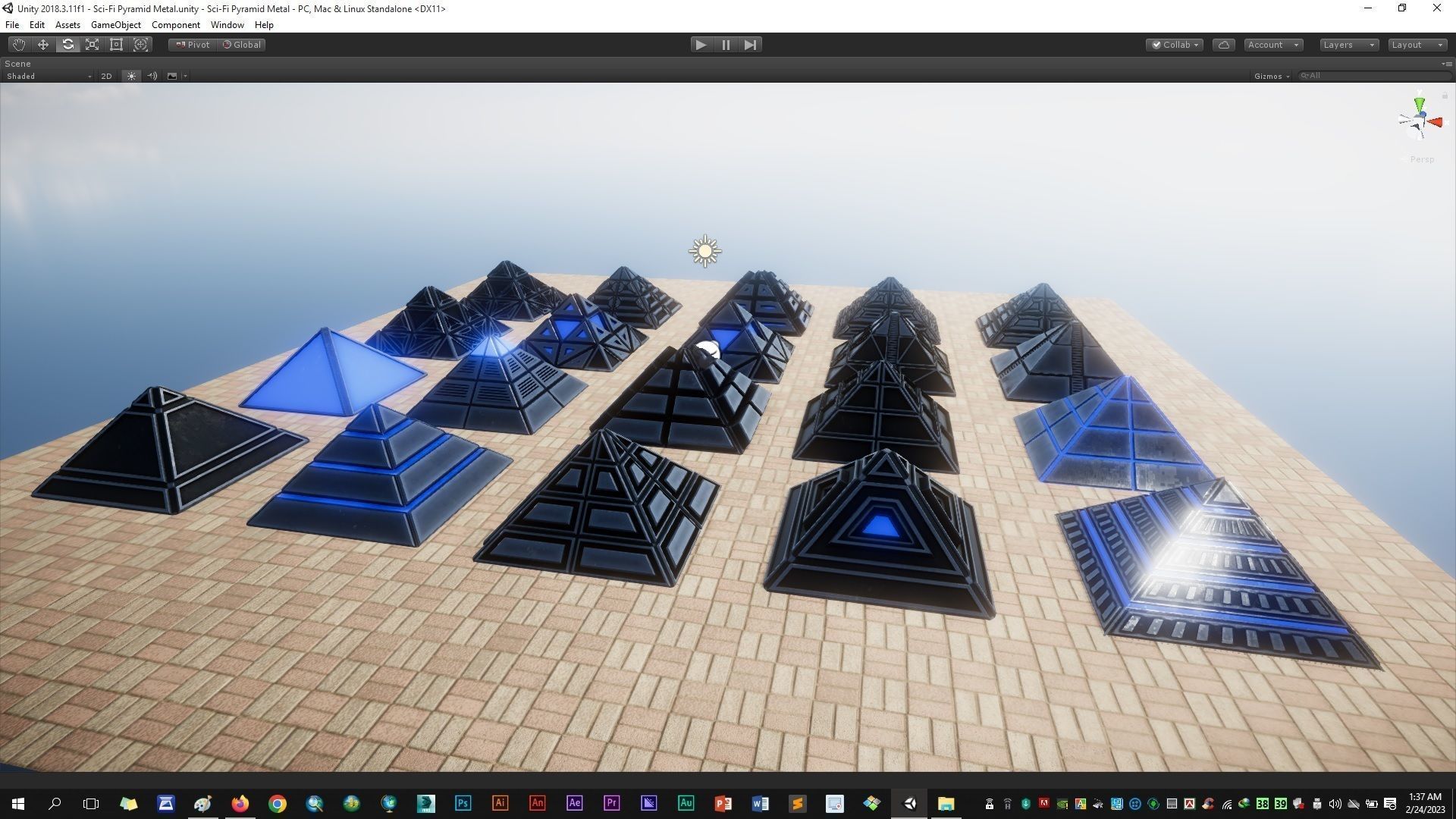 Sci-Fi Pyramid Metal Low-poly 3D model_17