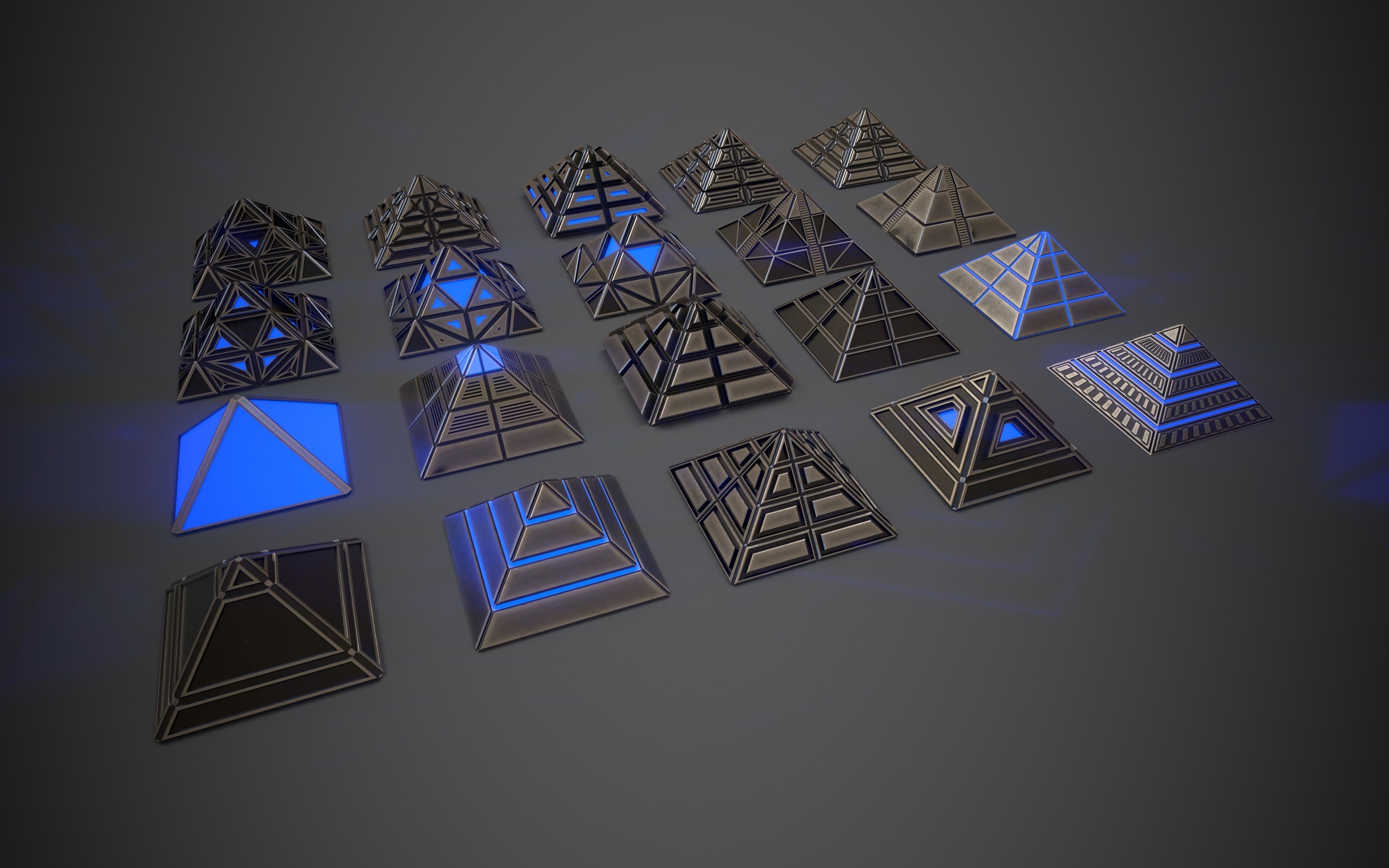Sci-Fi Pyramid Metal Low-poly 3D model_8