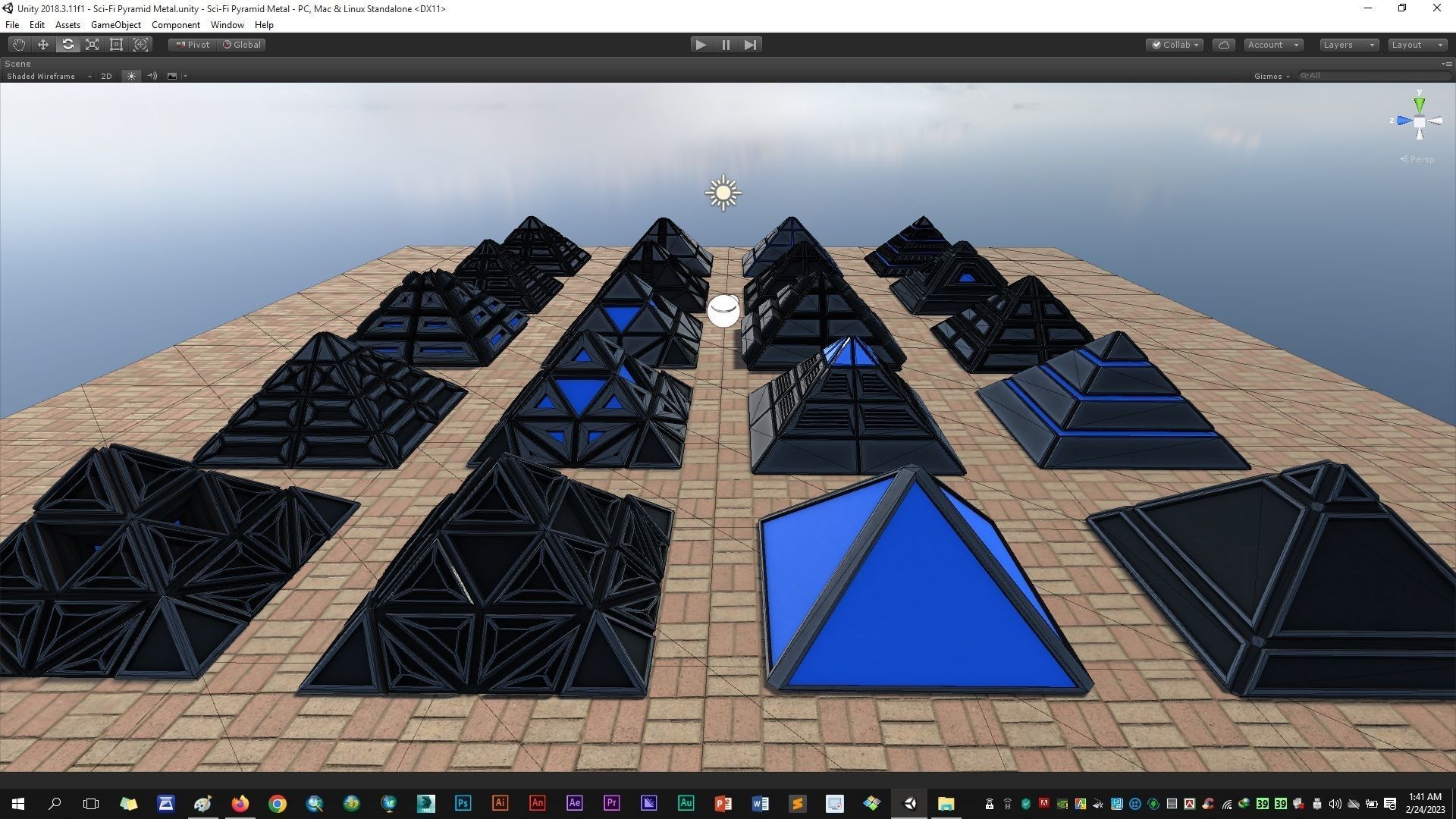 Sci-Fi Pyramid Metal Low-poly 3D model_21