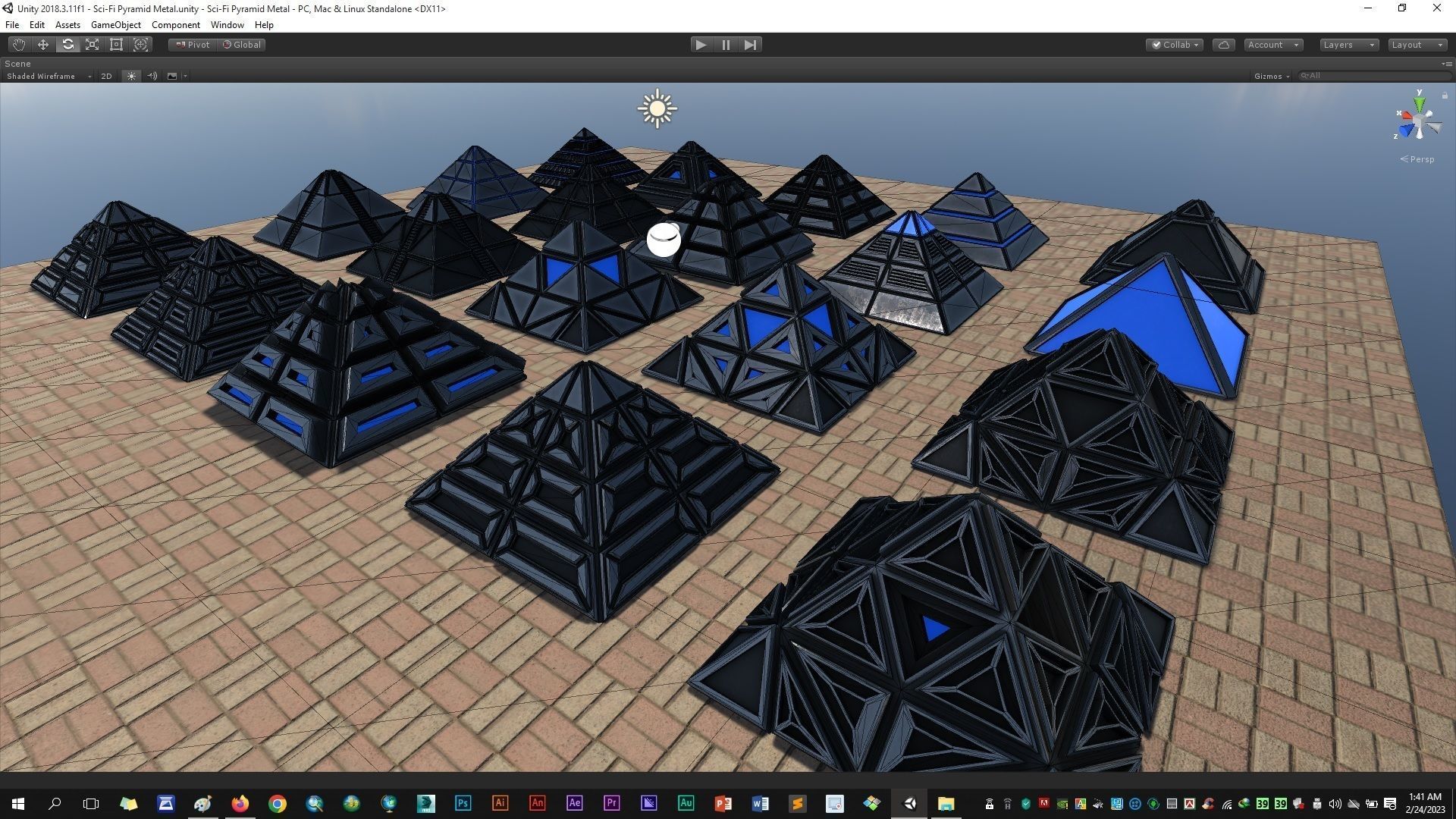 Sci-Fi Pyramid Metal Low-poly 3D model_20