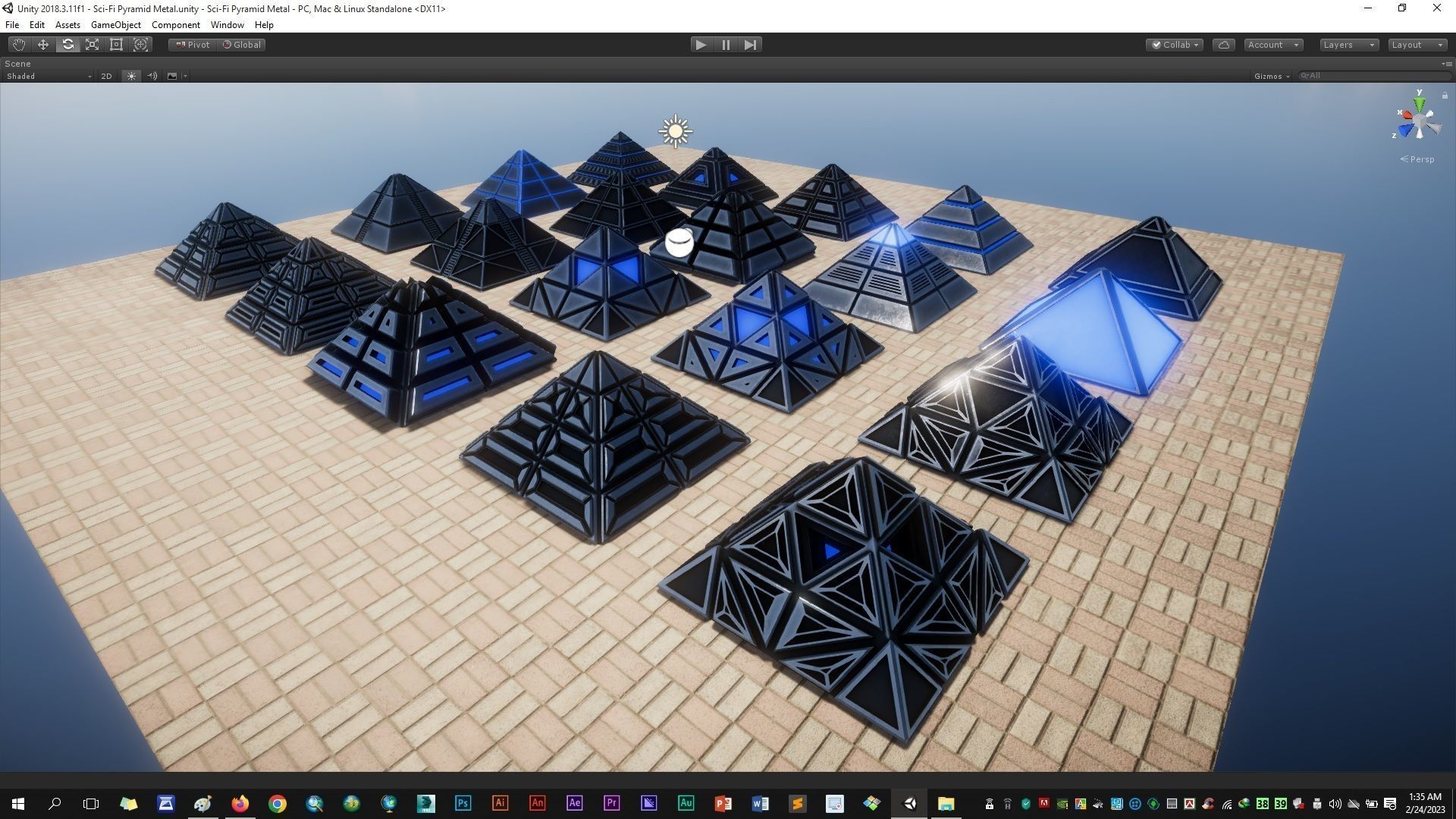 Sci-Fi Pyramid Metal Low-poly 3D model_15