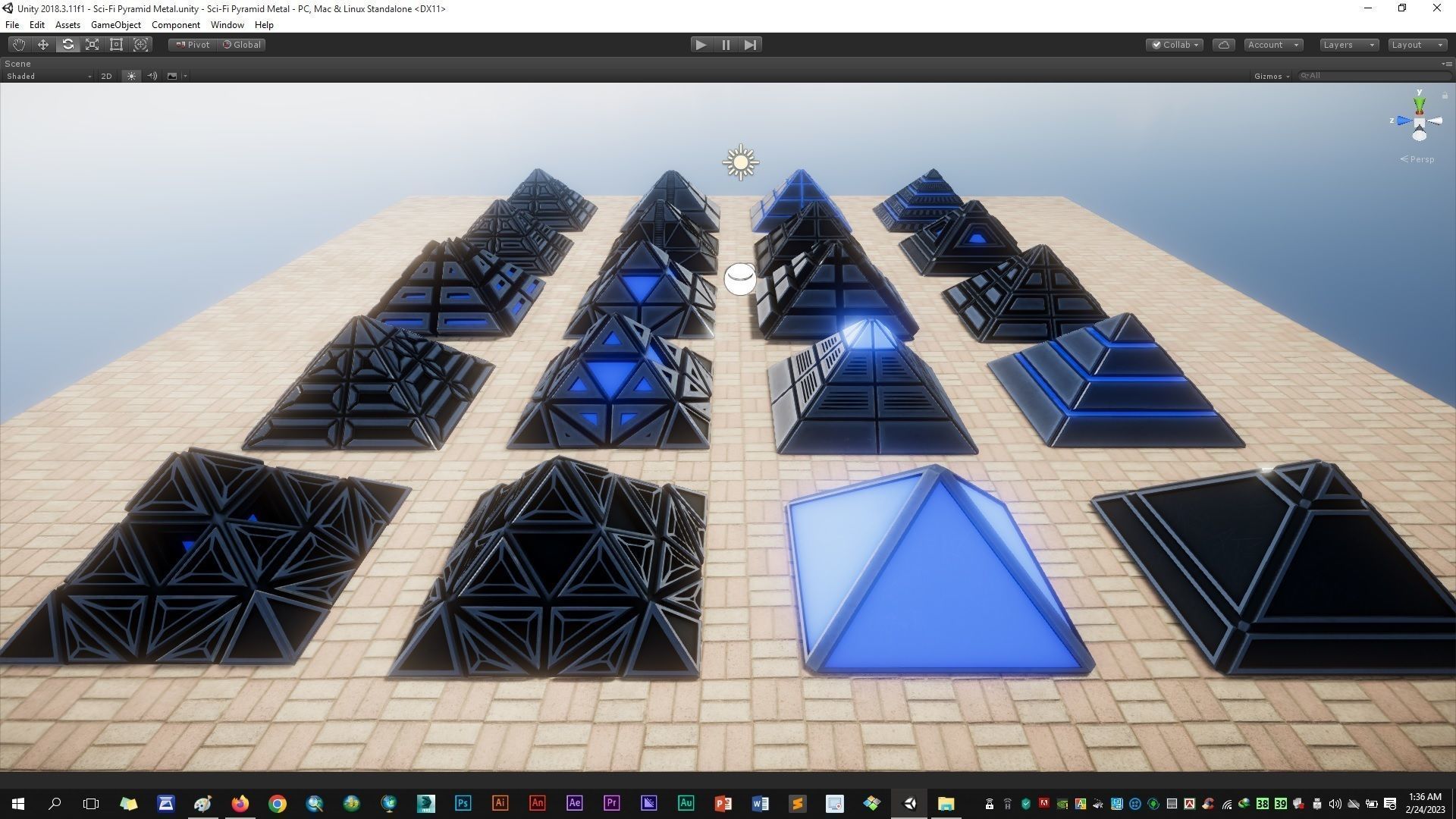 Sci-Fi Pyramid Metal Low-poly 3D model_16