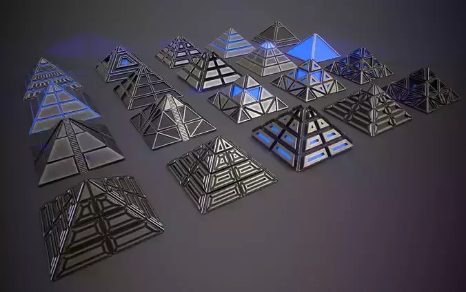 Sci-Fi Pyramid Metal Low-poly 3D model