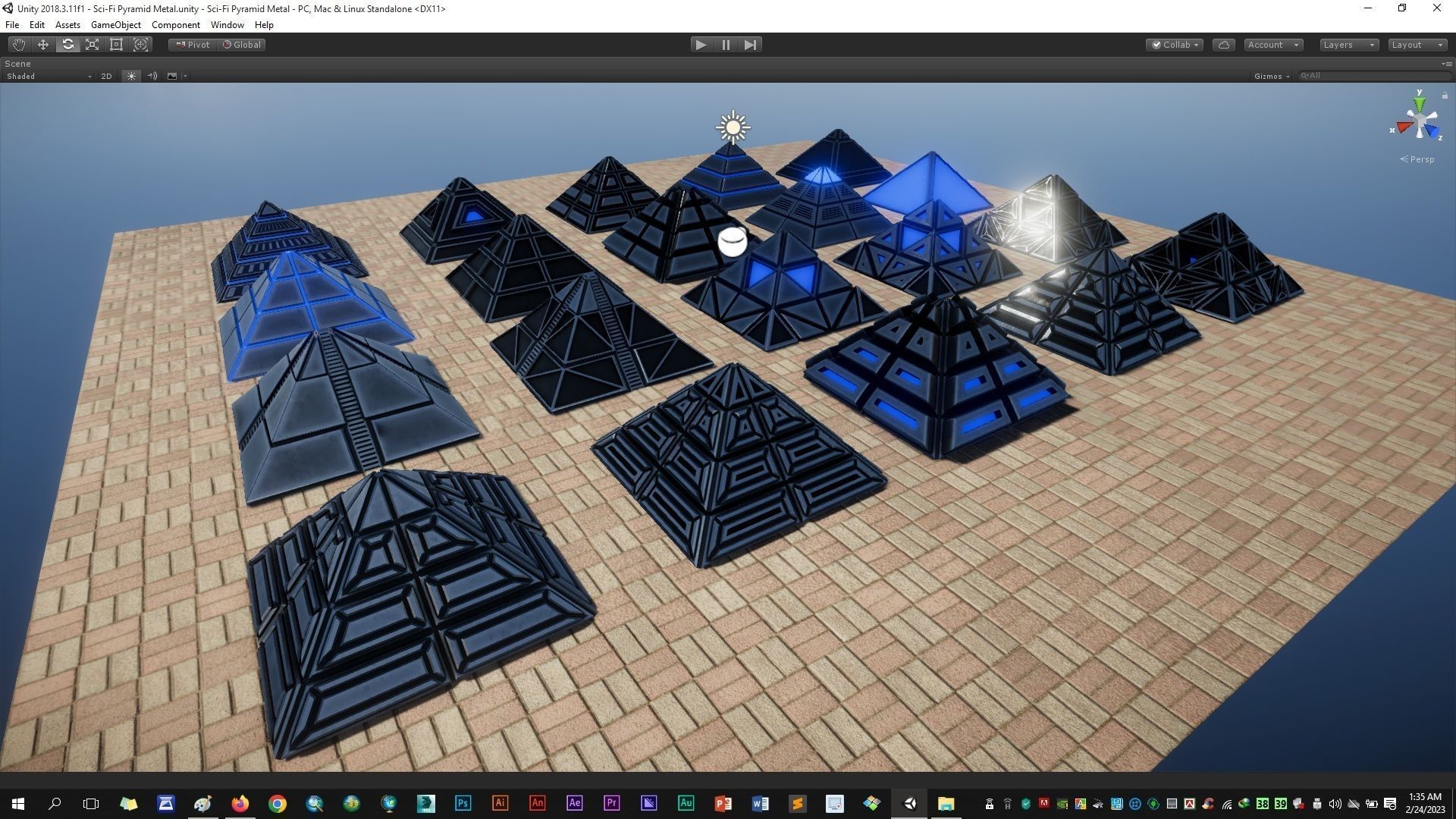 Sci-Fi Pyramid Metal Low-poly 3D model_14