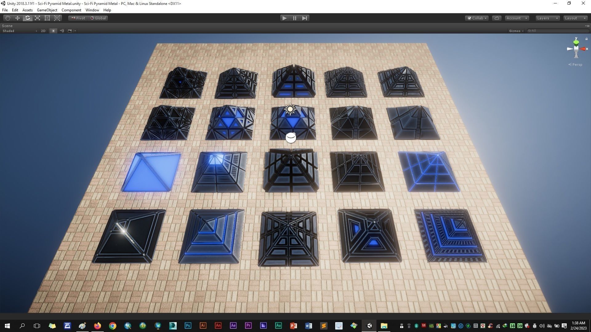 Sci-Fi Pyramid Metal Low-poly 3D model_18