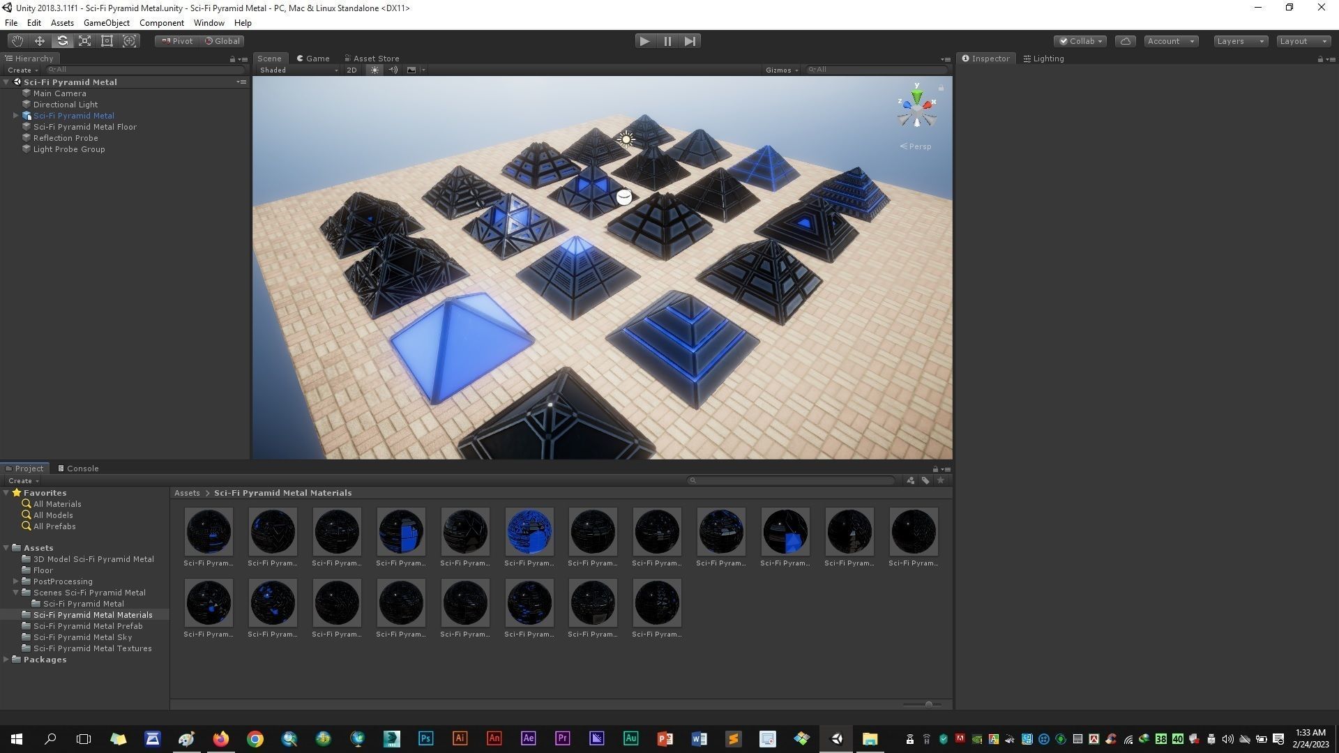 Sci-Fi Pyramid Metal Low-poly 3D model_12