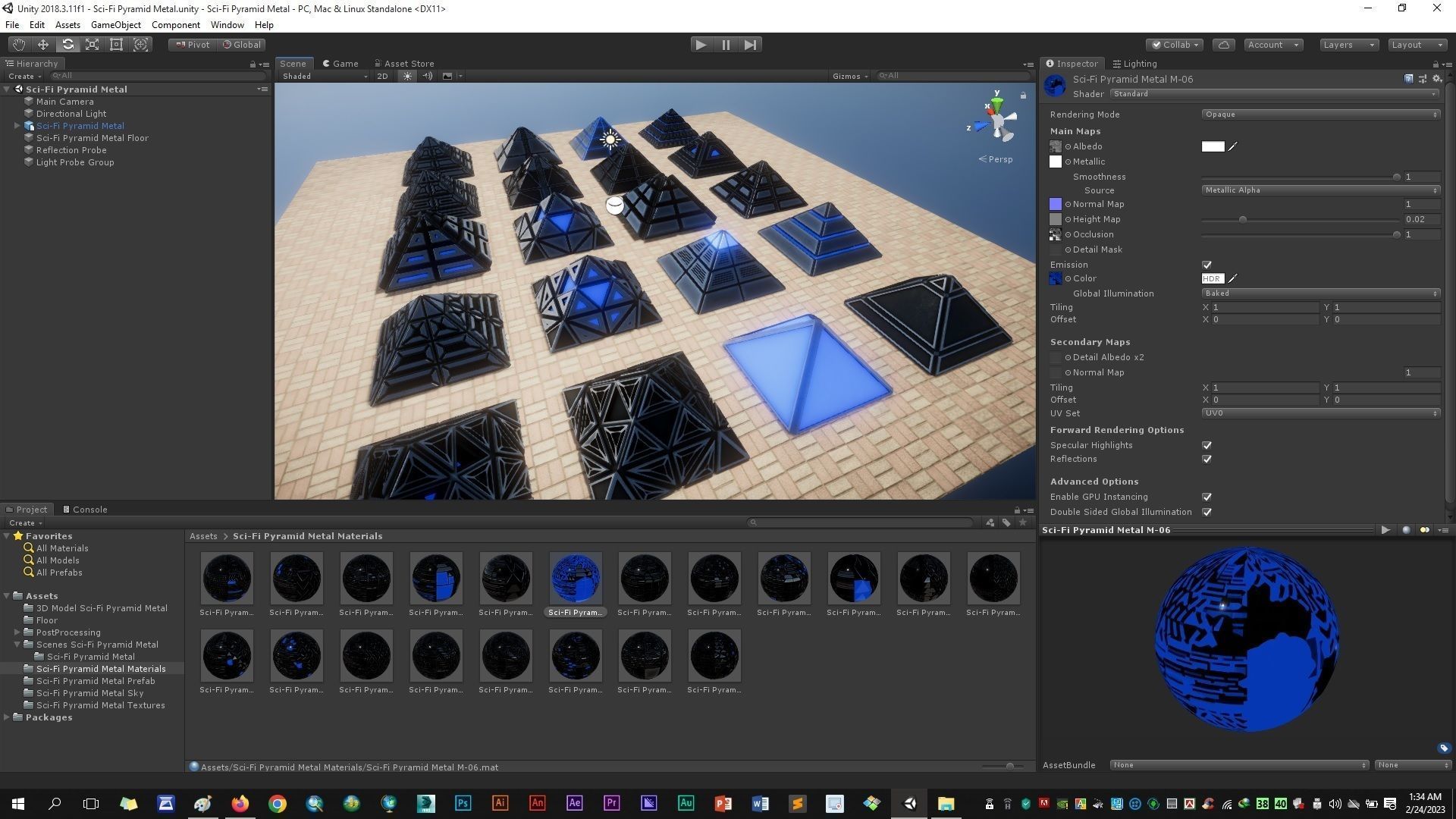 Sci-Fi Pyramid Metal Low-poly 3D model_13
