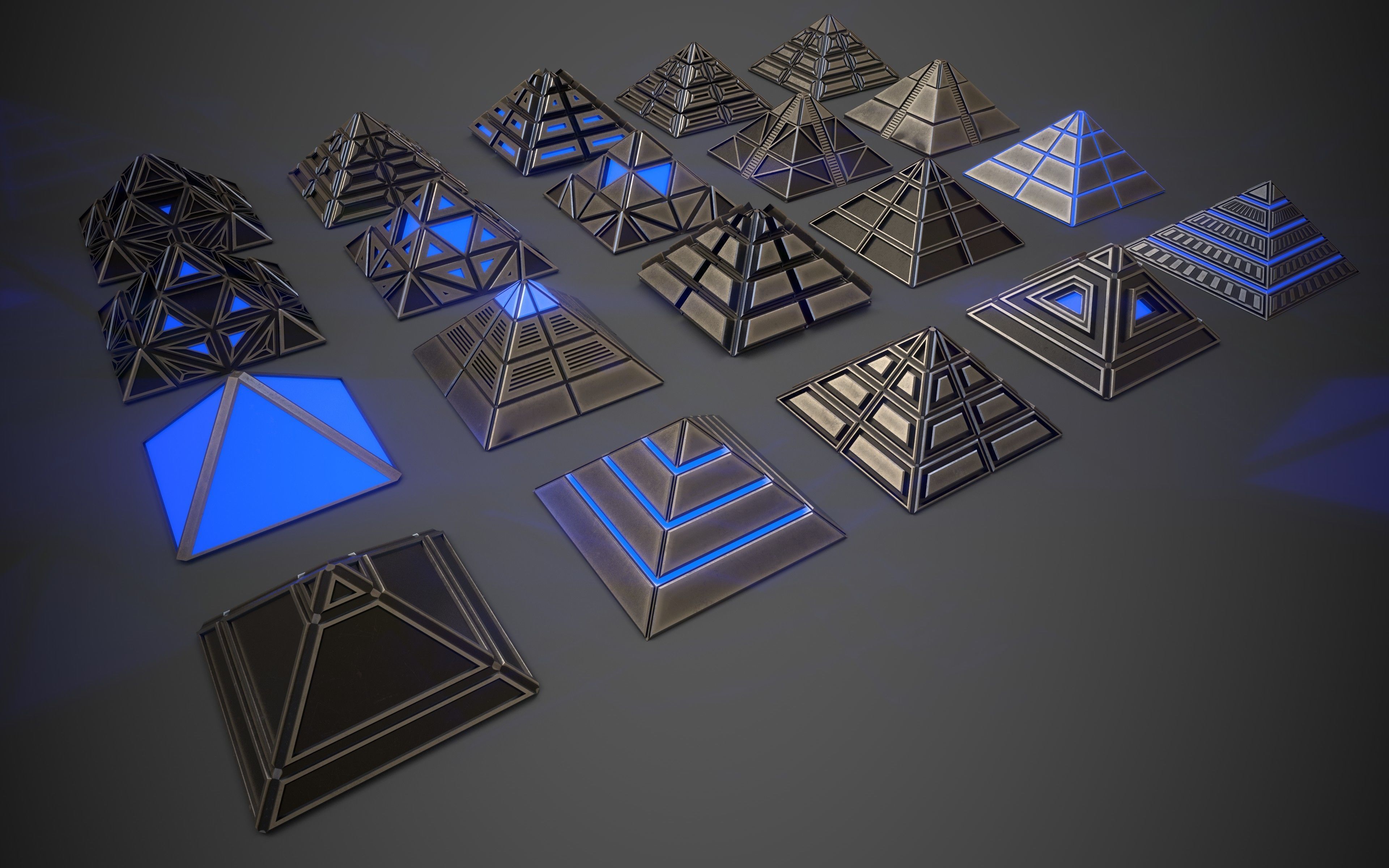 Sci-Fi Pyramid Metal Low-poly 3D model_2