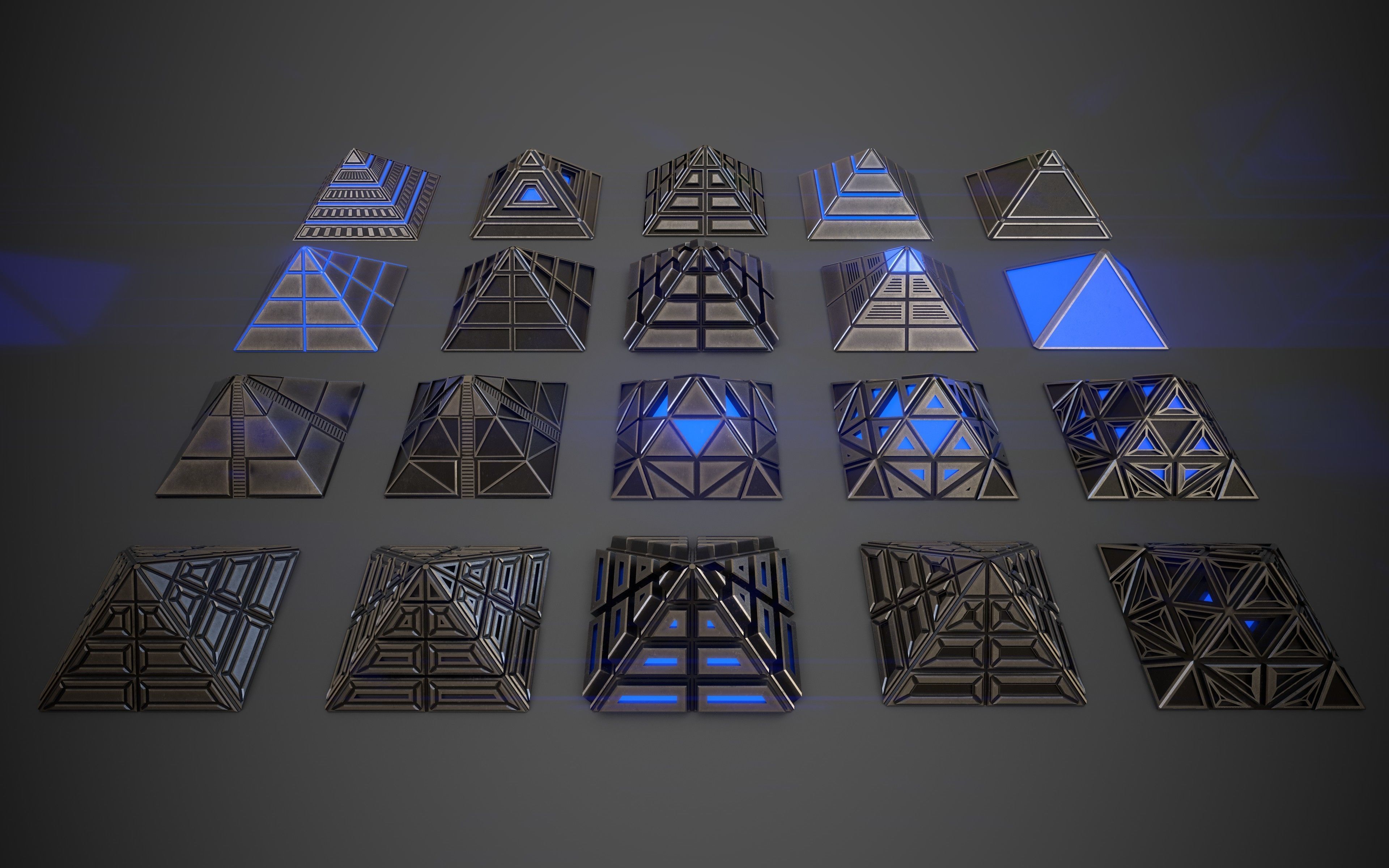 Sci-Fi Pyramid Metal Low-poly 3D model_4